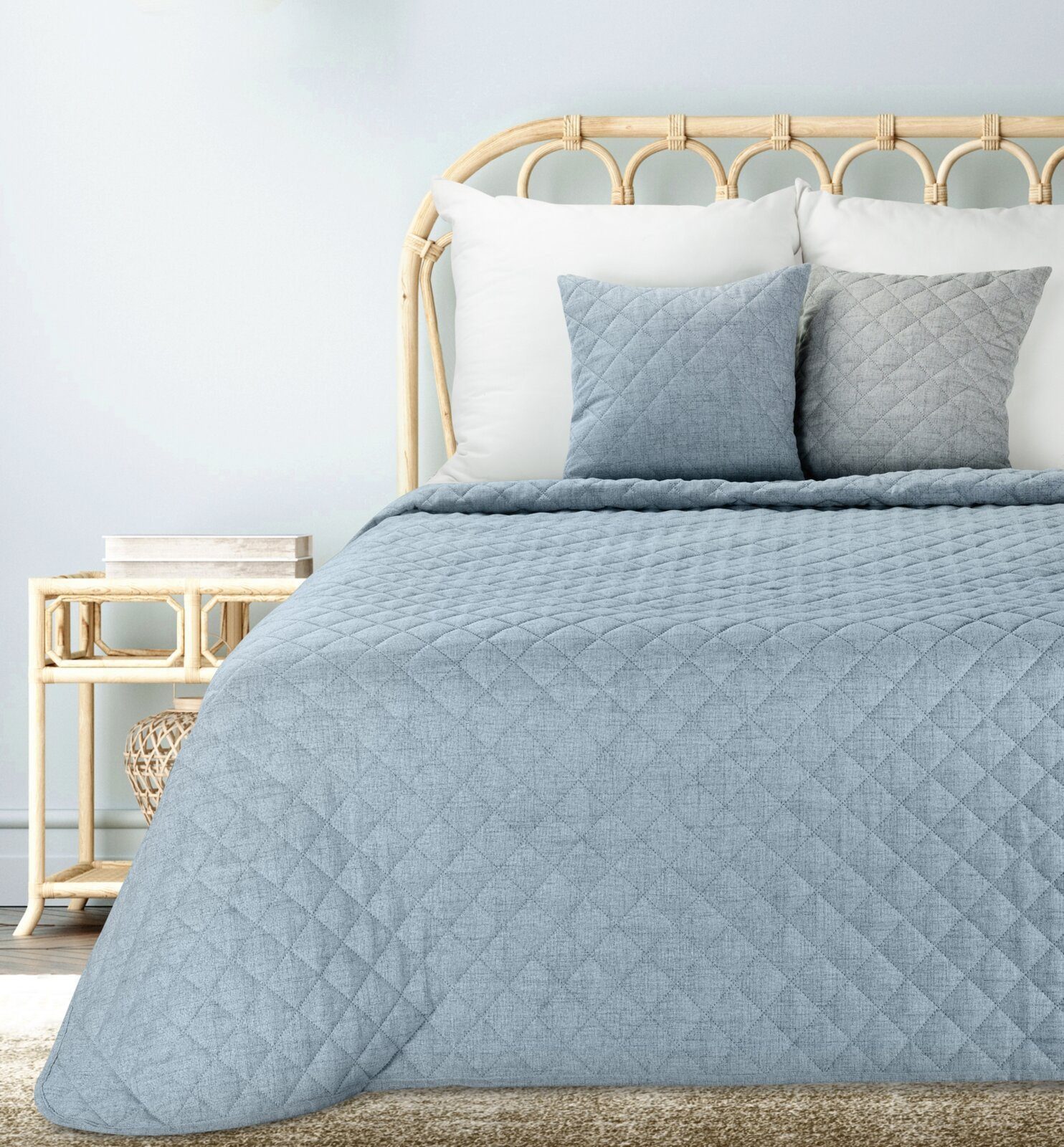Eurofirany Tagesdecke LEINOPTIK, Karomuster Steppung Doppelbett günstig online kaufen