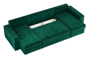 MKS MÖBEL Ecksofa DENVER U, U - Form Couch mit Schlaffunktion - Bettsofa, Polstersofa