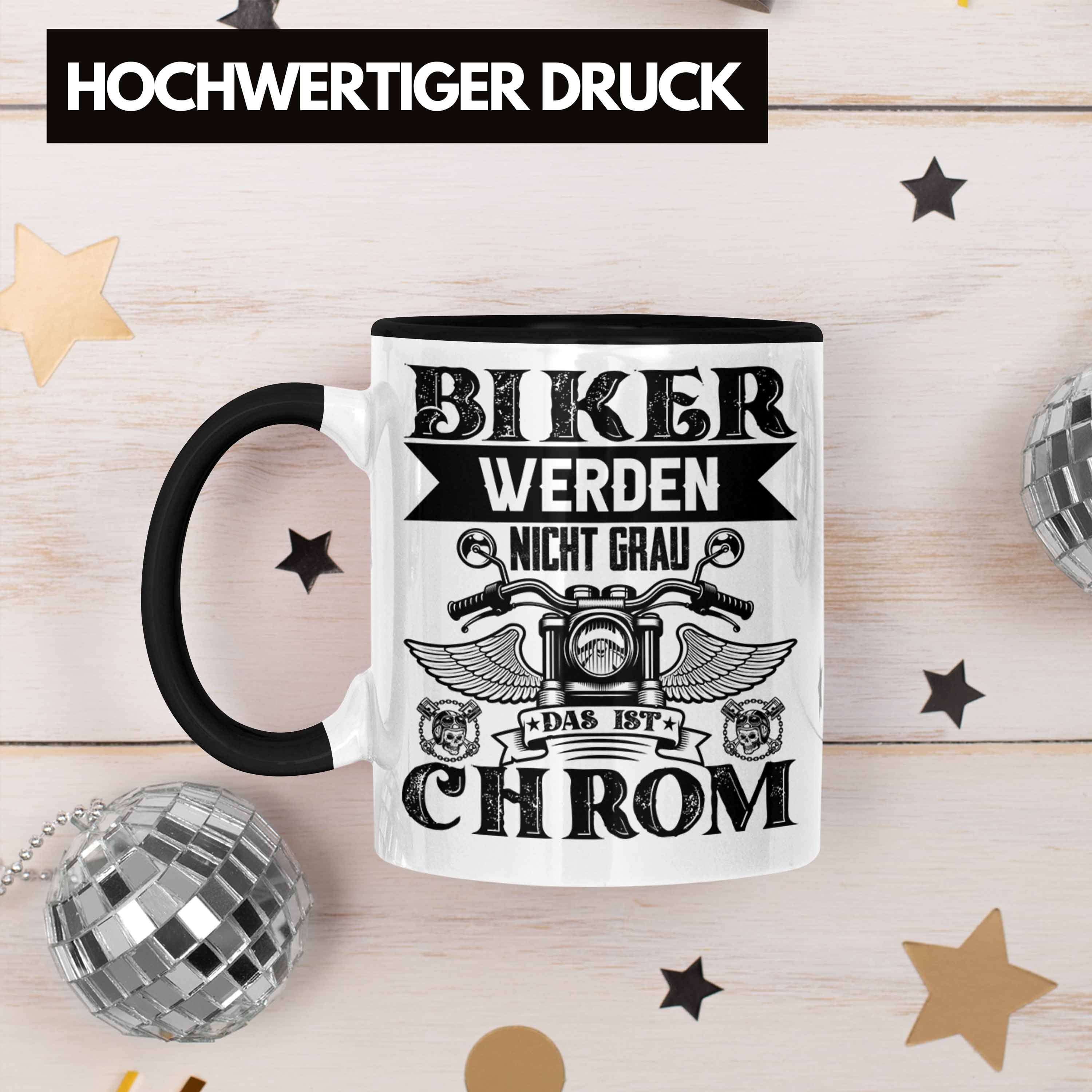 Trendation Biker Motorradfahrer Männer Spruch Tasse für Lustiger Biker Tasse - Werden Trendation Geschenk Schwarz Grau Nicht