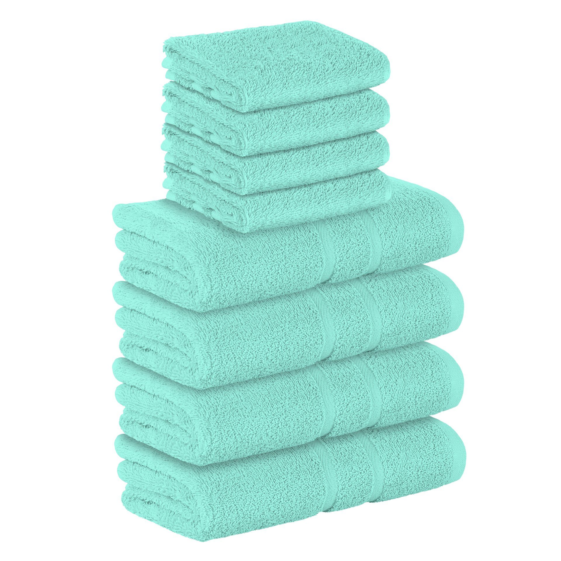 StickandShine Handtuch Set 4x Gästehandtuch 4x Handtücher als SET in verschiedenen Farben (8 Teilig) 100% Baumwolle 500 GSM Frottee 8er Handtuch Pack, 100% Baumwolle 500 GSM Mint