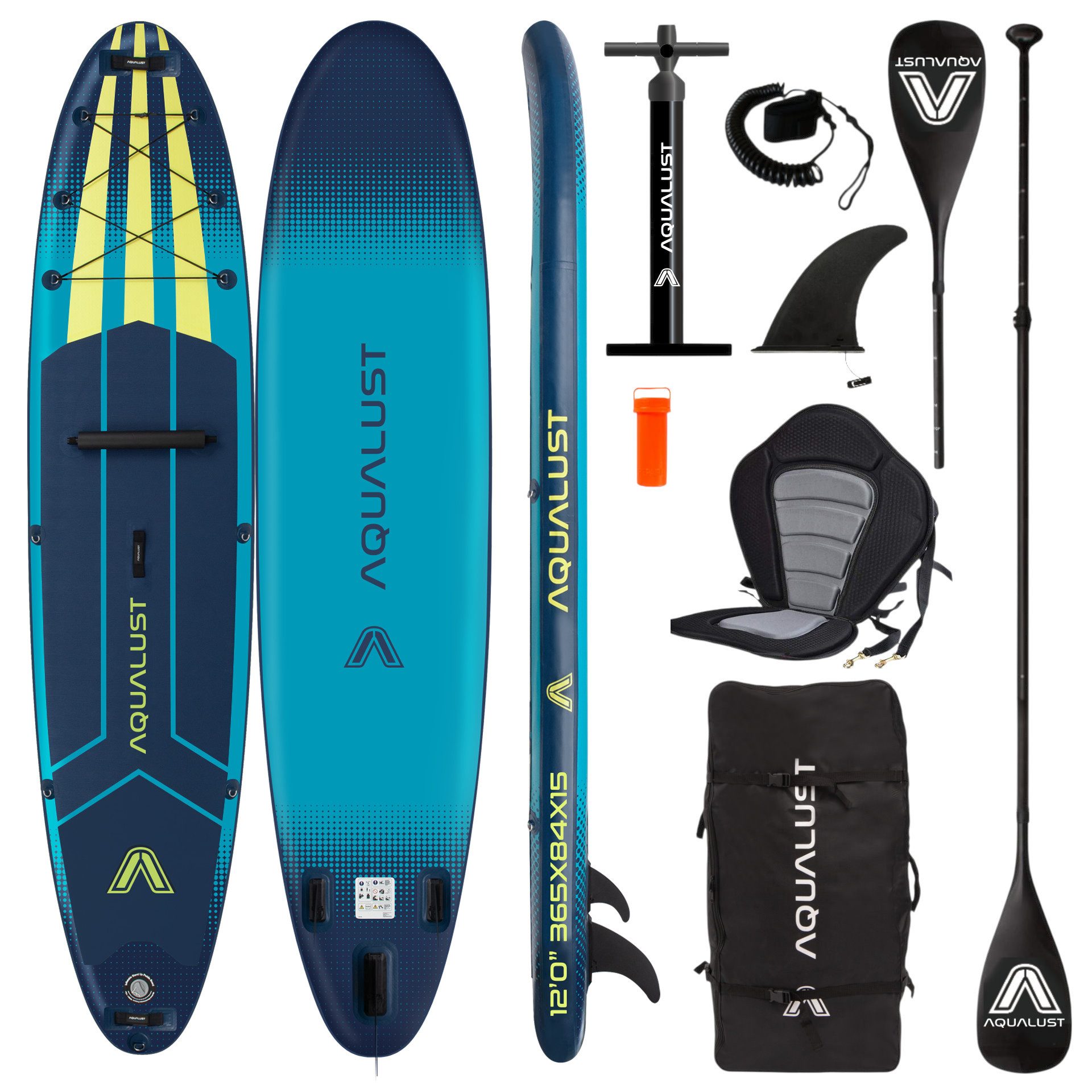 SUP-Board AQUALUST 12.0 iSUP Board Stand Up Paddle Surfboard aufblasbar