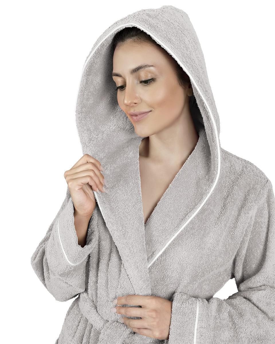 Laynenburg Damenbademantel - Frottee Bademantel Damen lang, Baumwolle, Kapuze, Gürtel, 100% Baumwolle, Gürtel, Frottee Kapuze S-3XL