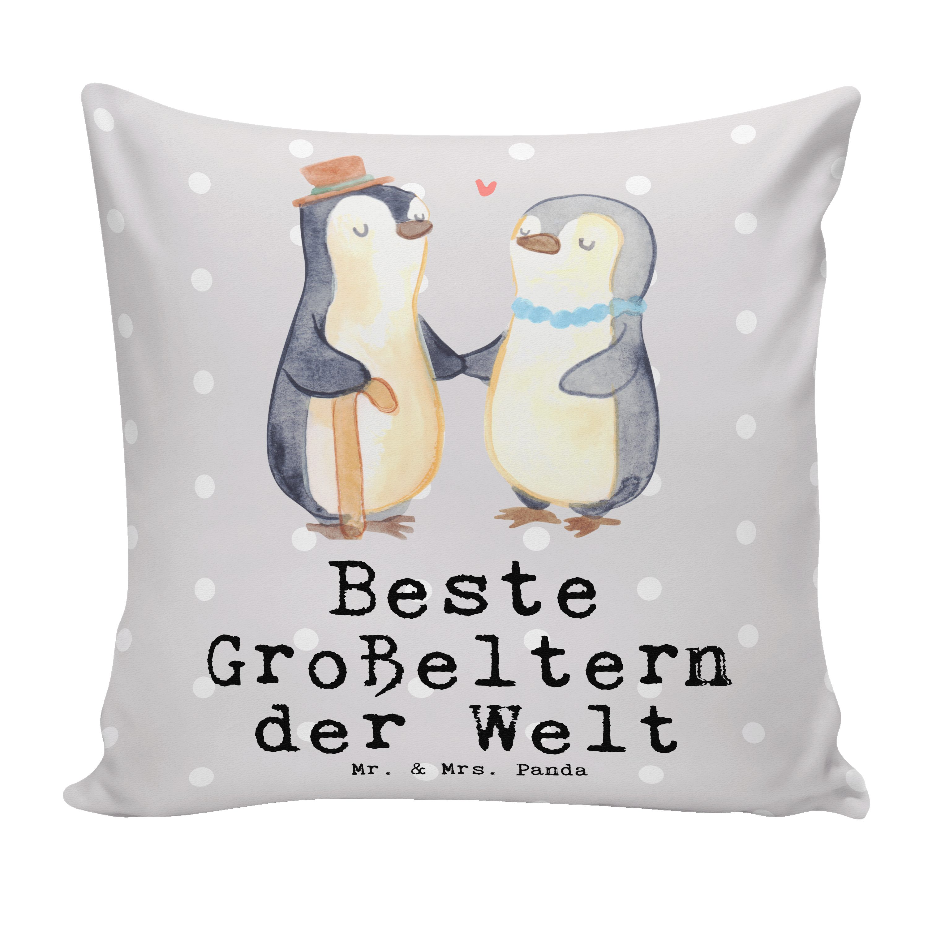 Mr. & Mrs. Panda Dekokissen Pinguin Beste Großeltern der Welt - Grau Pastell - Geschenk, Geburtst