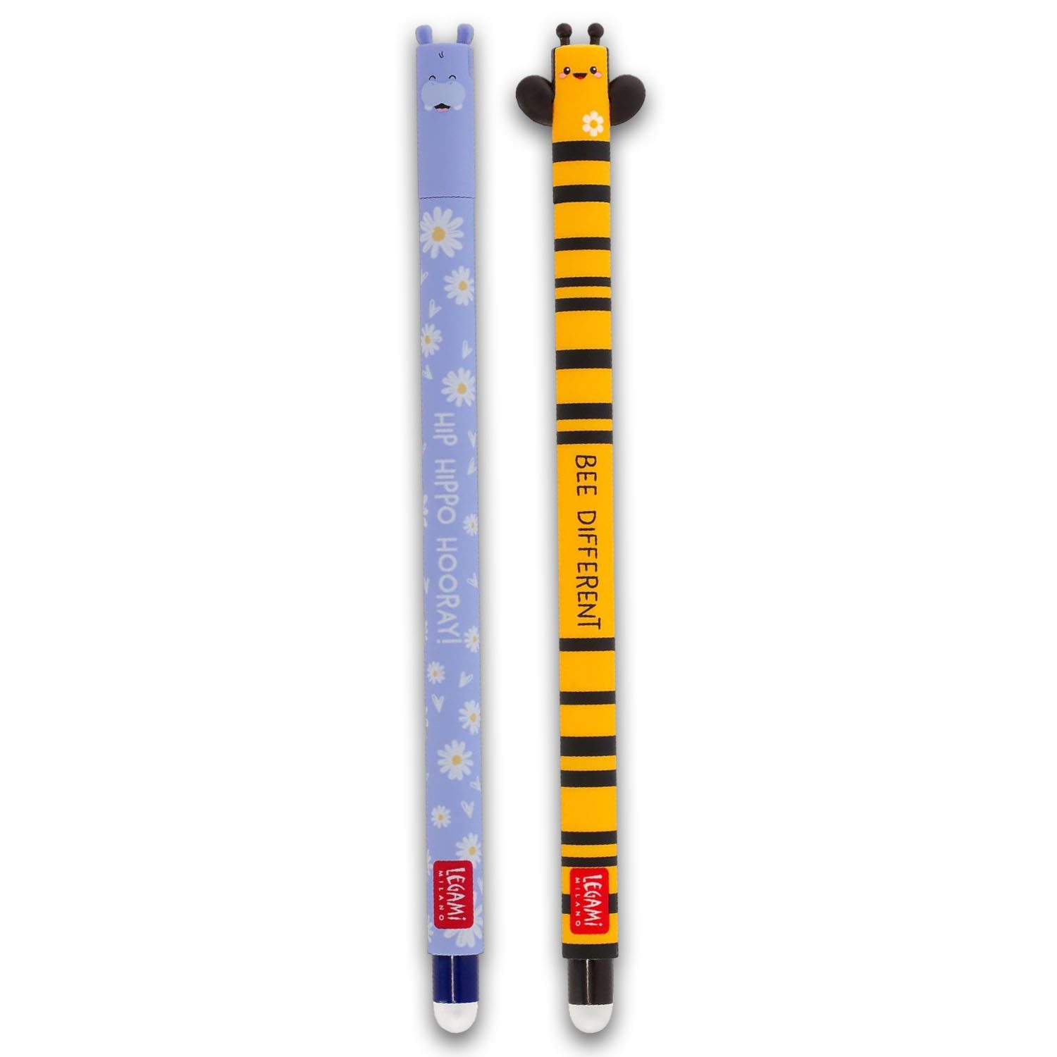 Legami Gelschreiber LEGAMI 2er Set Gel Stift BEE Biene und Hippo Nilpferd Stärke 0,7mm