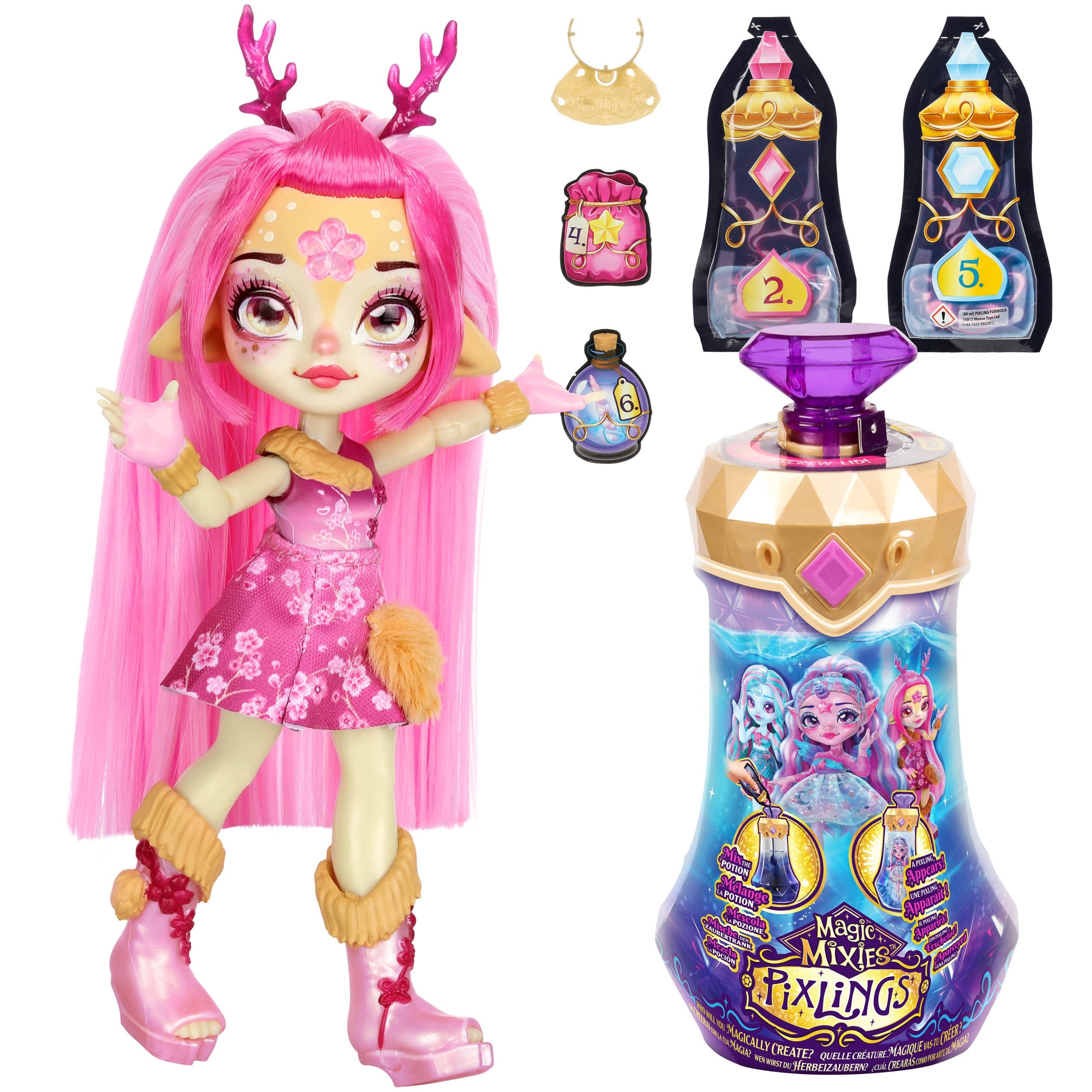 Sarcia.eu Anziehpuppe Magic Mixies Pixlings Deerlee Hirsch Zauberpuppe mit Set Mädchen