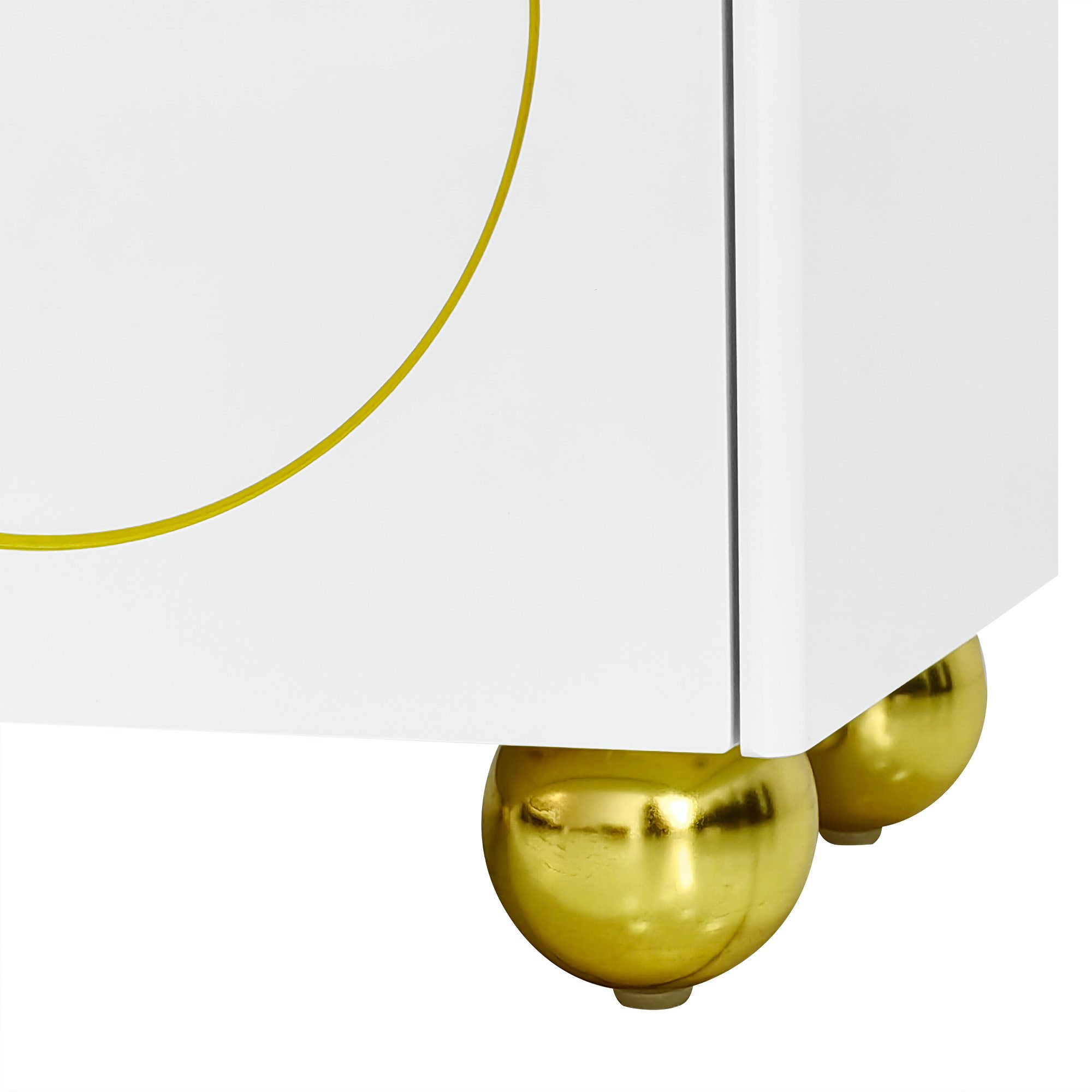 Odikalo TV-Schrank TV-Schrank Weiß, Lowboard mit 3 Türen und offenen Ablagen,170*38*44CM (Funktionales TV-Board: Bietet Platz für Konsolen, DVDs und Deko; Zeitloses weißes Finish kombiniert mit edlen goldenen Akzenten; Stabile Standfüße für optimale Bodenhaftung; Einfache Montage inklusive Anleitung) Modernes TV-Möbel mit goldenen Details, Sideboard für Wohnzimmer