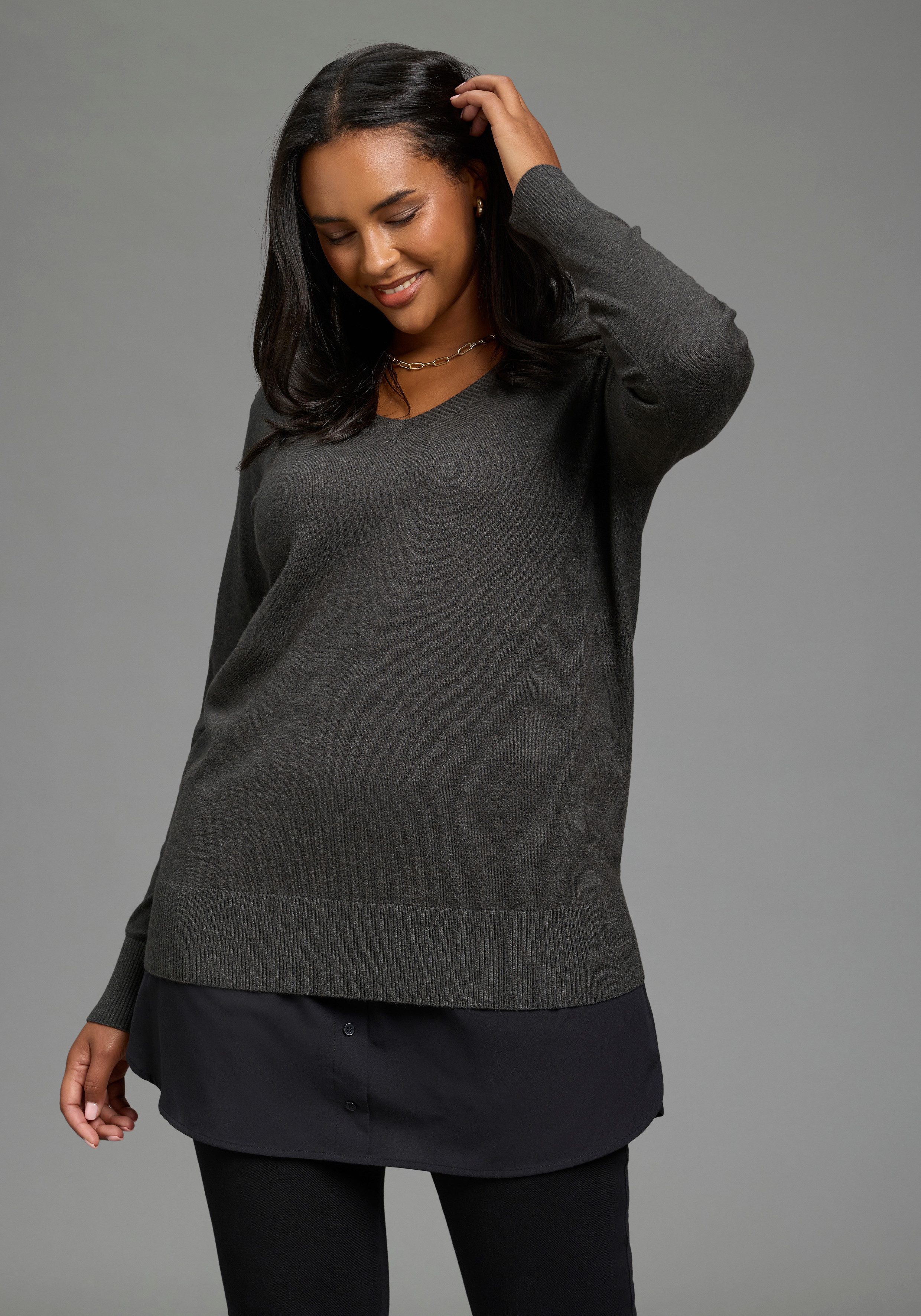 Laura Scott CURVE Longbluse Blusenverlängerung Große Größen (Packung, 2er-Pack) femininer Stil, aus Baumwolle und Polyester, po-bedeckende Länge – Bild 2 von 5