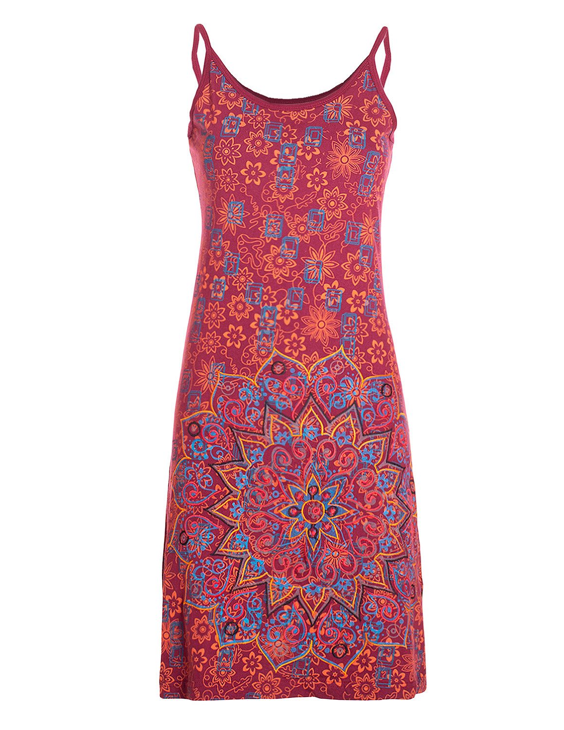 Vishes Sommerkleid Trägerkleid Damen Bedruckt Mandala Blüten Jersey Baumwolle Alternative Mode, Boho, Hippie, Ethno, Festival