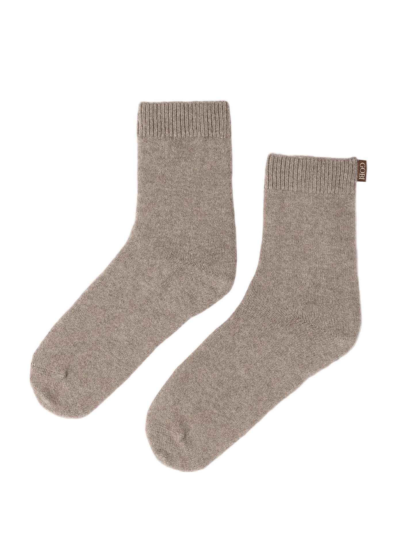 GOBI Cashmere Socken Naturfarbe Unisex Kaschmir Rippenstrick-Bettsocken