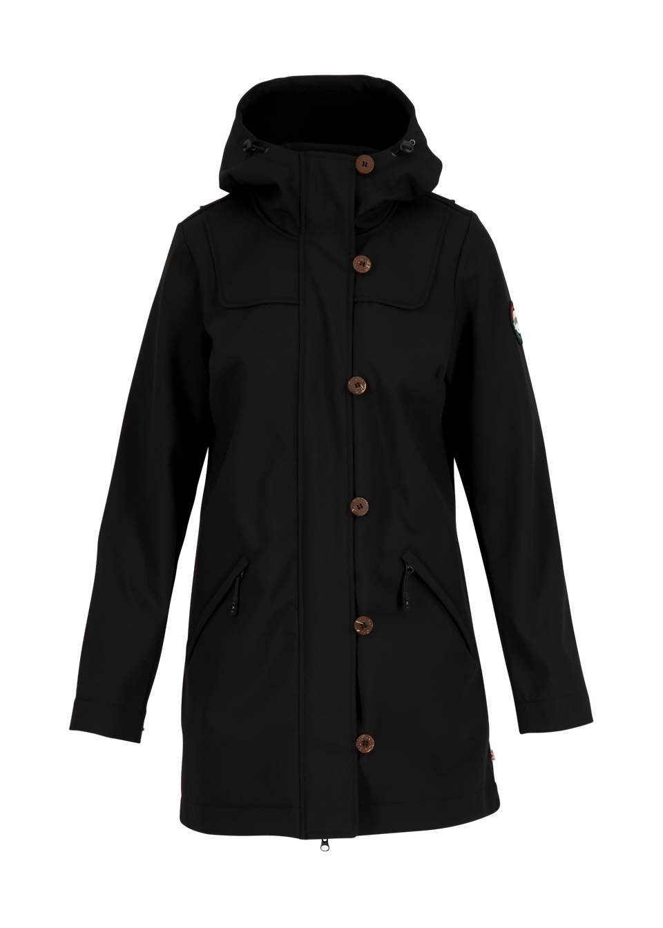 Wild Mantel Softshelljacke Damen Jacke Softshell Weather black Blutsgeschwister cattle Long Blutsgeschwister Anorak