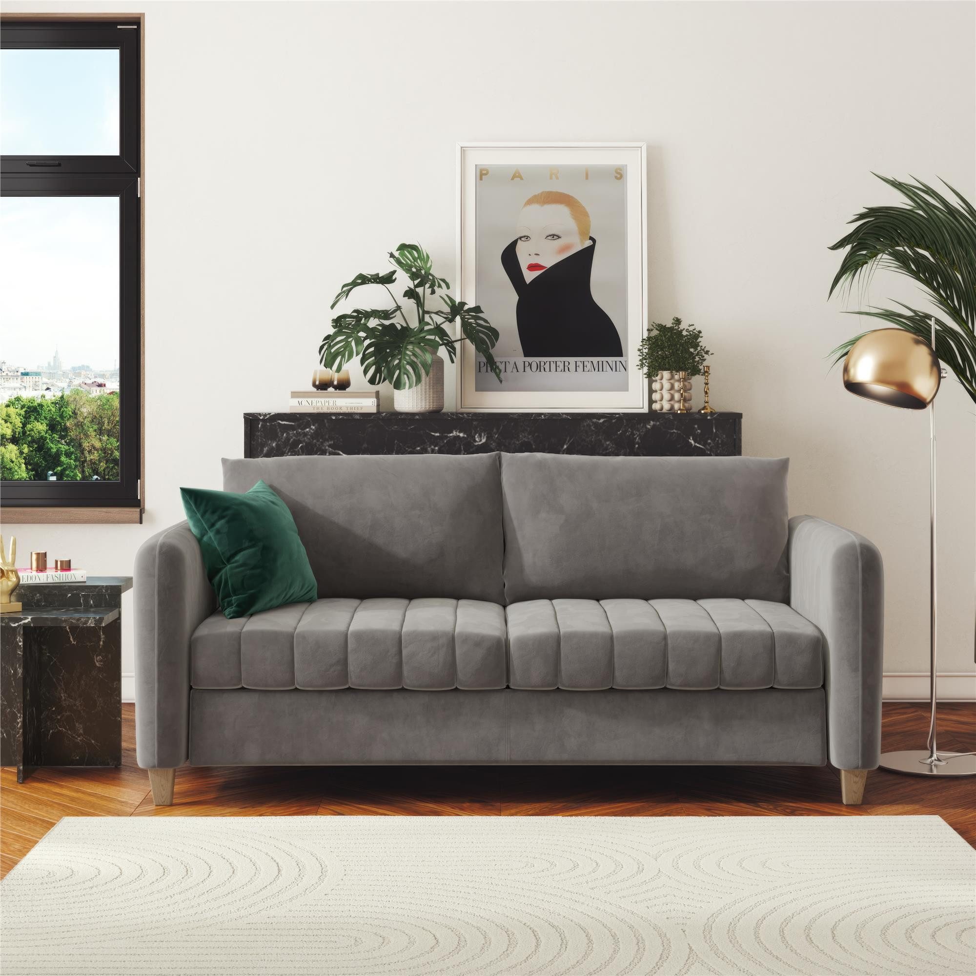 loft24 Sofa Coco - 3-Sitzer Couch, Bezug in Samtoptik, Breite 182 cm, modernes Design