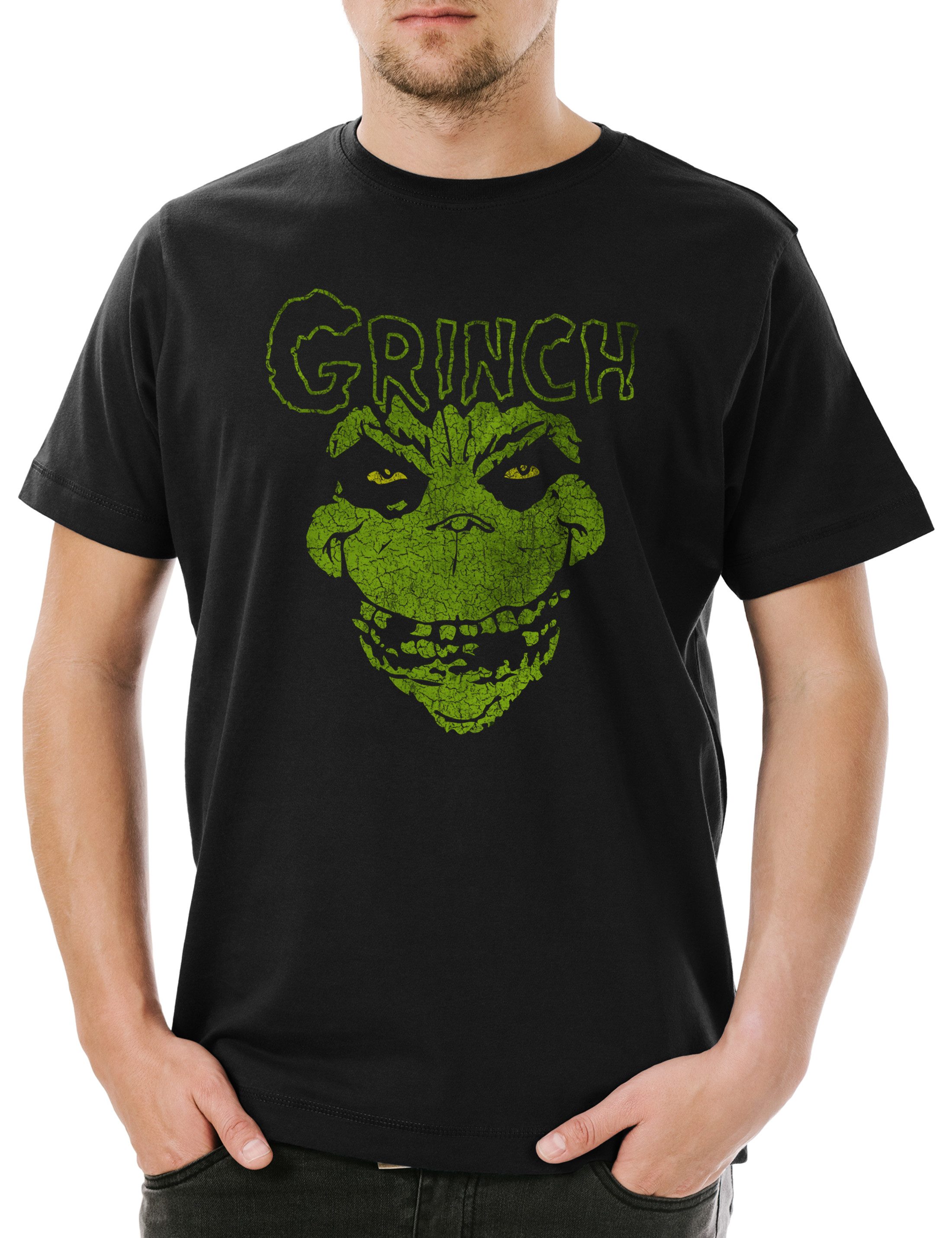 Urban Backwoods Print-Shirt Grinchfits Herren T-Shirt The Mis Curtis Fit Fits Fett Misfits Fun (1-tlg) Head Grinch Simon Donovan