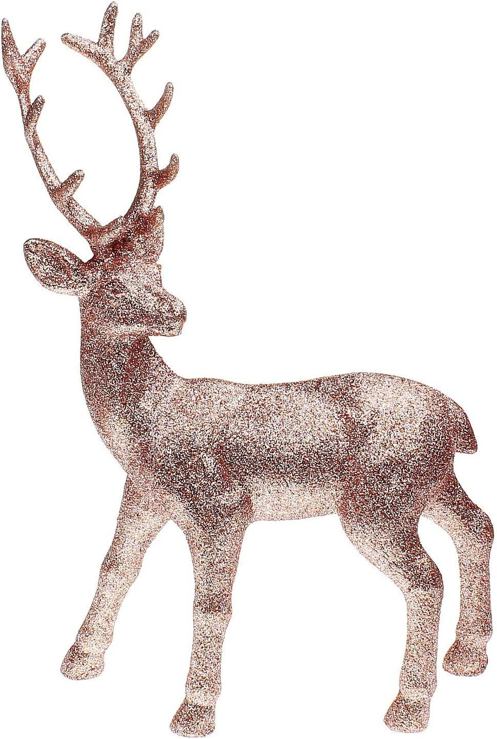 Macosa Home Weihnachtsfigur Deko-Hirsch glitzernd Hirschdekoration Weihnachten Winter Tierfigur, Deko Hirsch stehend Gross in Rosa Weihnachtsdeko Dekofigur
