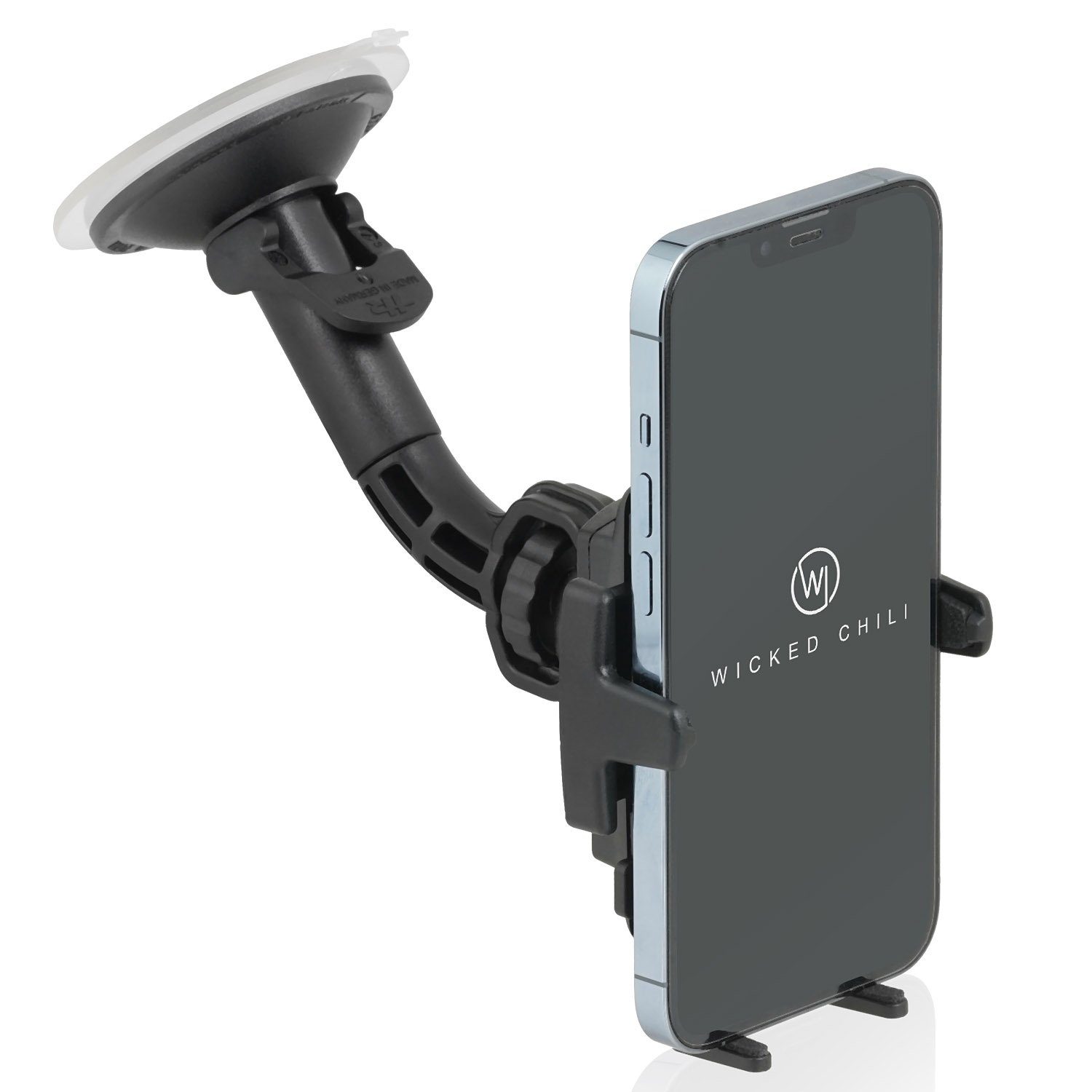 Wicked Chili Smartphone-Halterung KFZ Handyhalterung für iPhone 17 16 15 14 13 12 11, (1er Set, 2-tlg., Made in Germany, Auto Halterung mit Kugelgelenk und Saugnapf für iPho)
