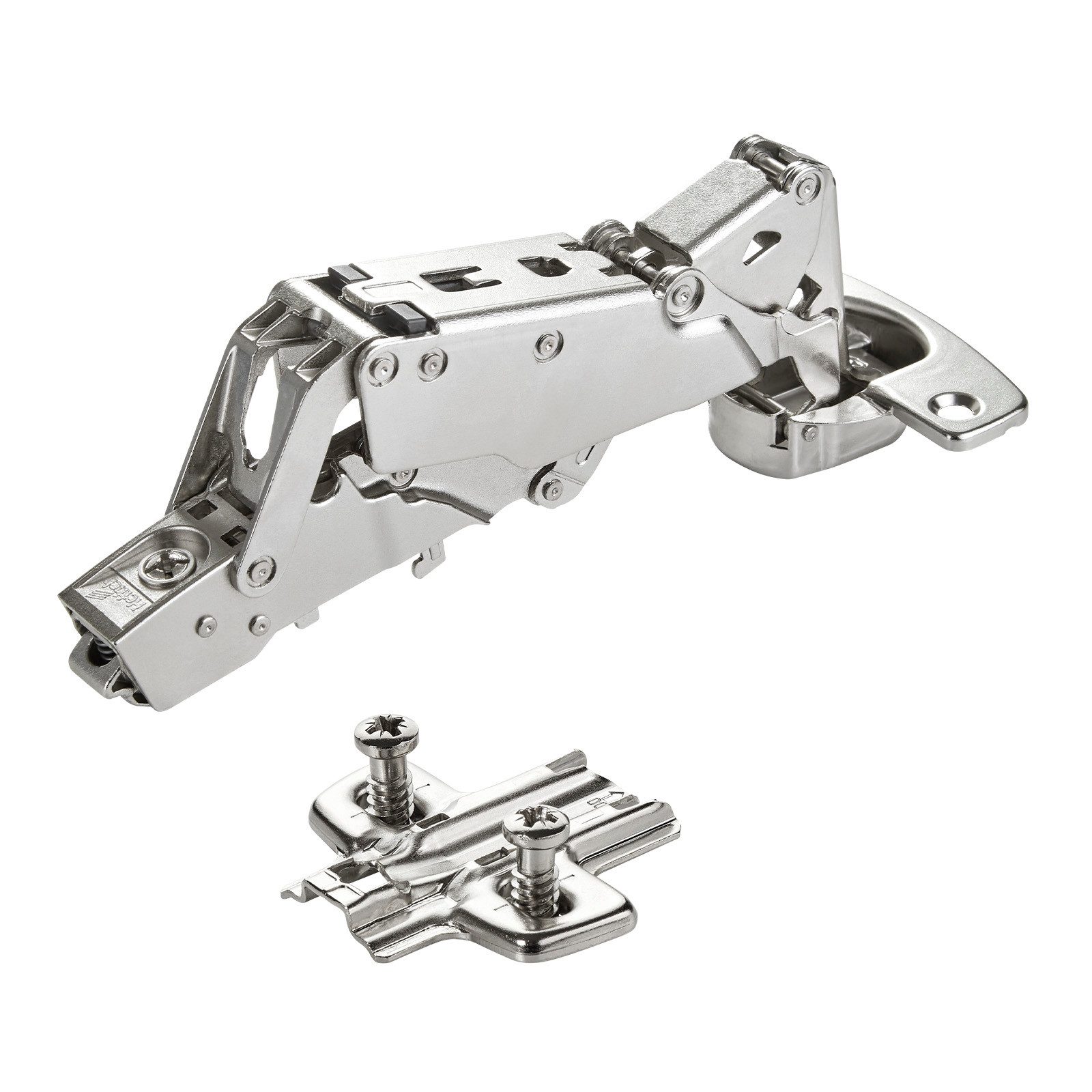 SO-TECH® Türbeschlag Softclose Weitwinkel Scharnier 165° Sensys 8657i (1 St), Eckanschlag inkl. Montageplatte Höhe 0 mm mit Euroschrauben