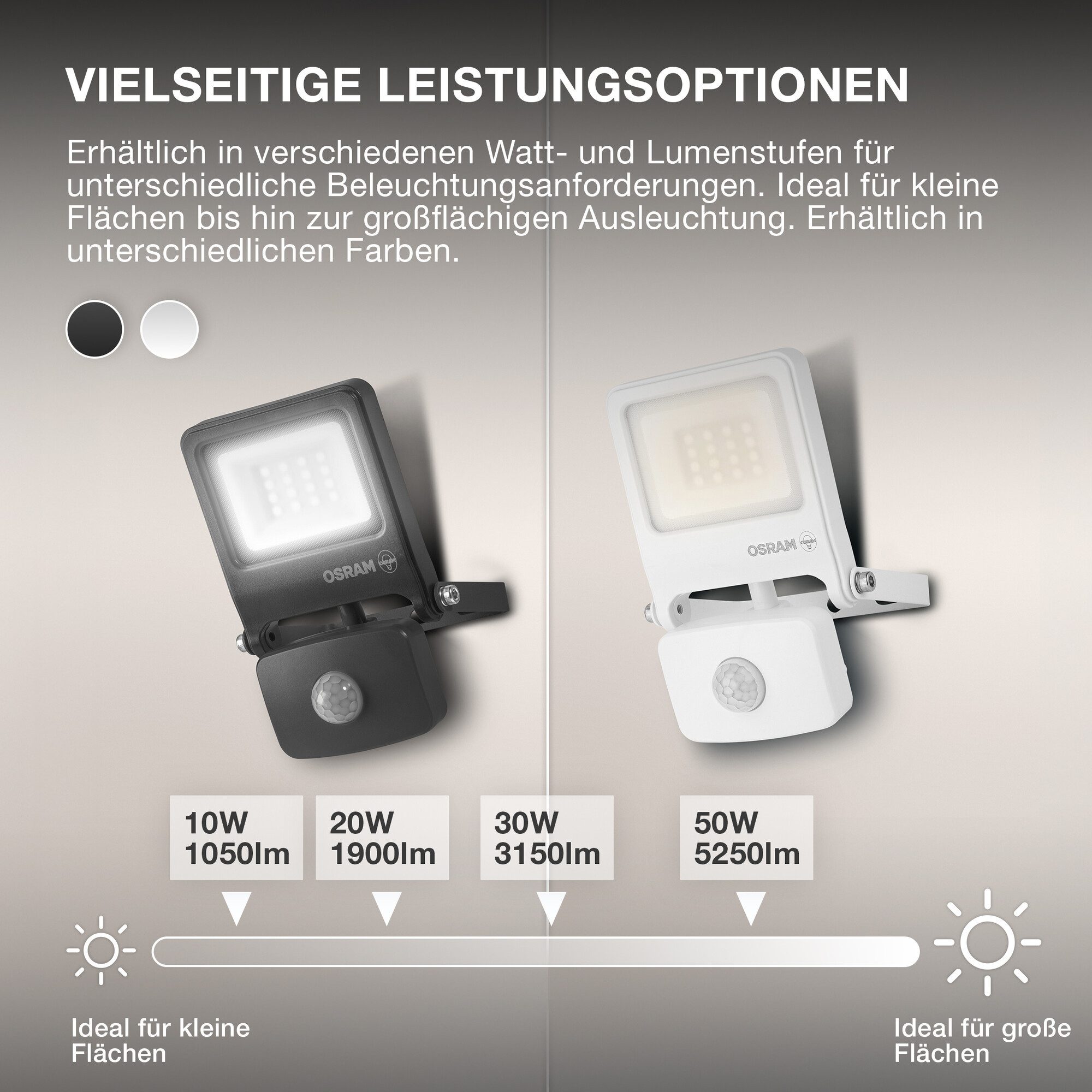 Osram LED Flutlichtstrahler ENDURA® Flood Warm White PCR, LED fest integriert, Warmweiß, grau, LED-Modul, Aluminium