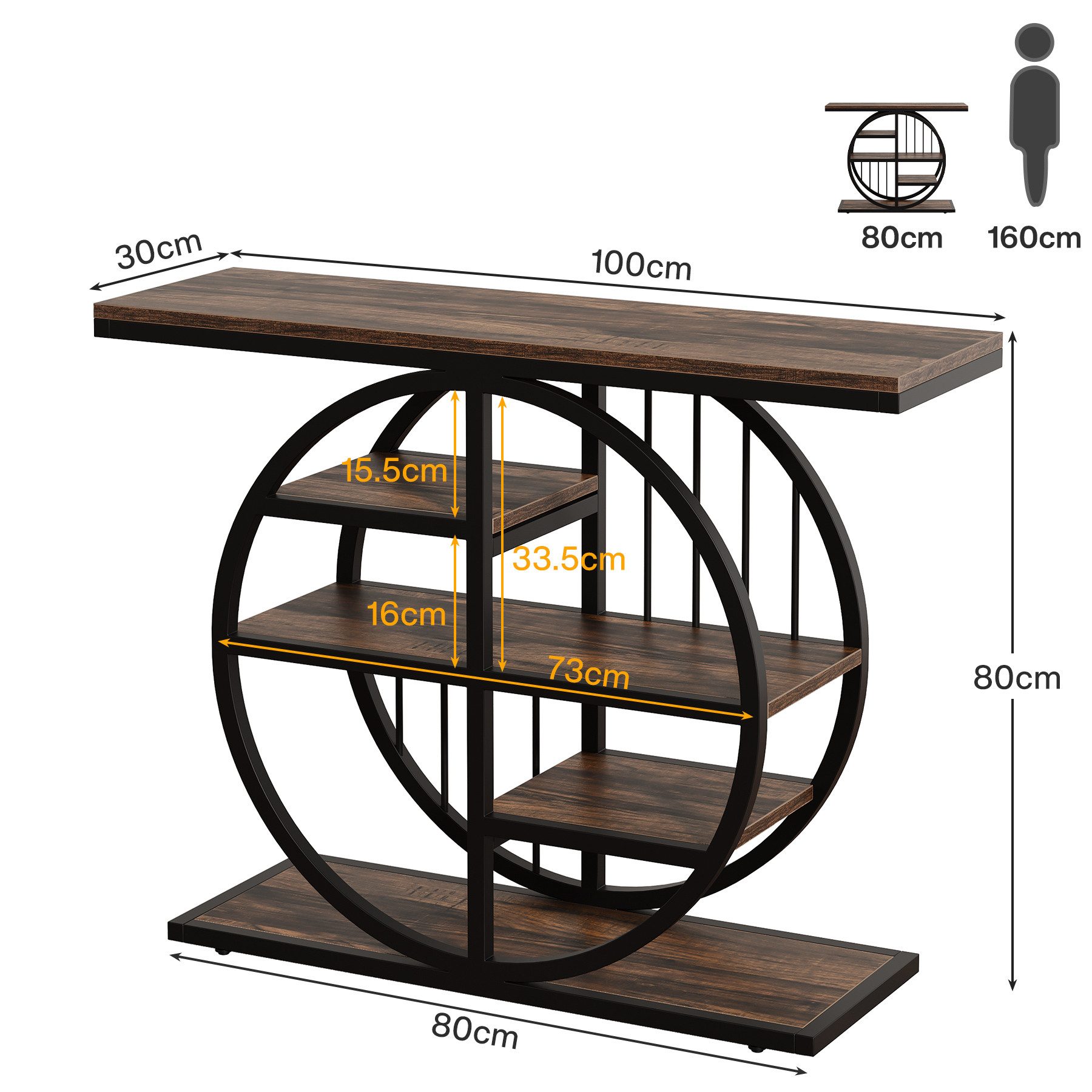 Tribesigns Beistelltisch 5-Tier Beistelltisch Schmaler Holz, 60 x 30 cm Cou günstig online kaufen