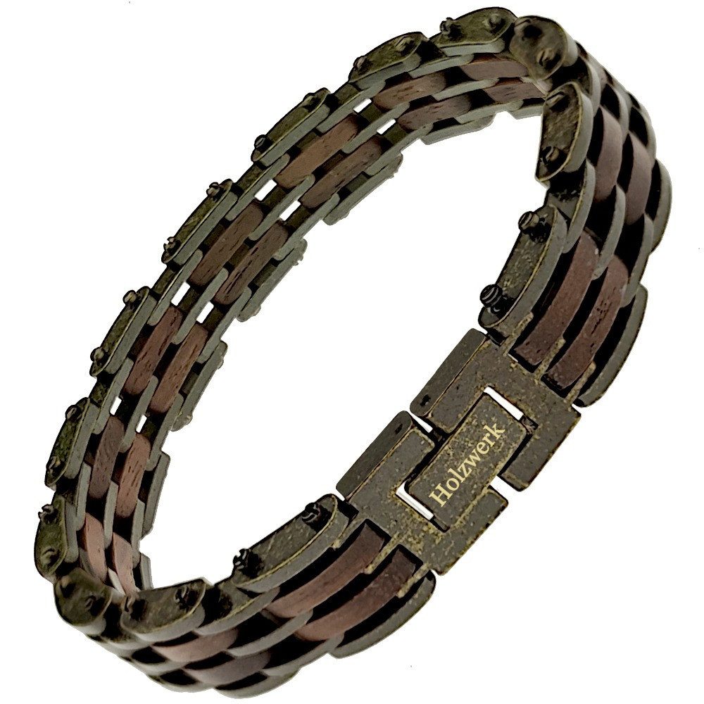 Holzwerk Edelstahlarmband Designer Holz Armband, Armkette Gliederarmband, inklusive Armbandkürzer, Holz Unikate, ideal auch als Geschenk