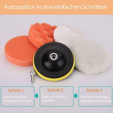 Refttenw Polierpad, 6-tlg Polieren Pads,4 Polierpads+1 Gewindebohrer-Adapter