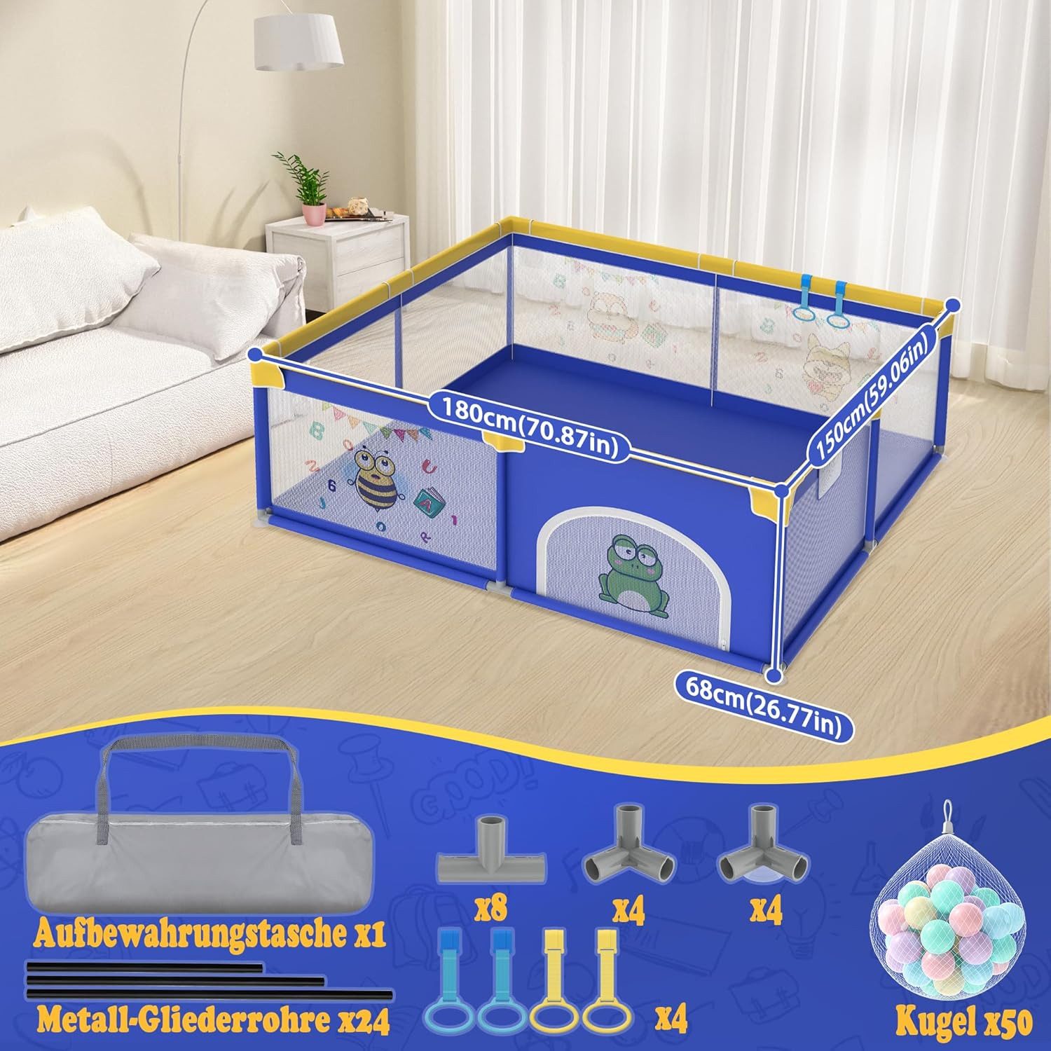 FIVMEN Laufstall Laufgitter Baby Absperrgitter Aktivitätszentrum Mit Bunten günstig online kaufen