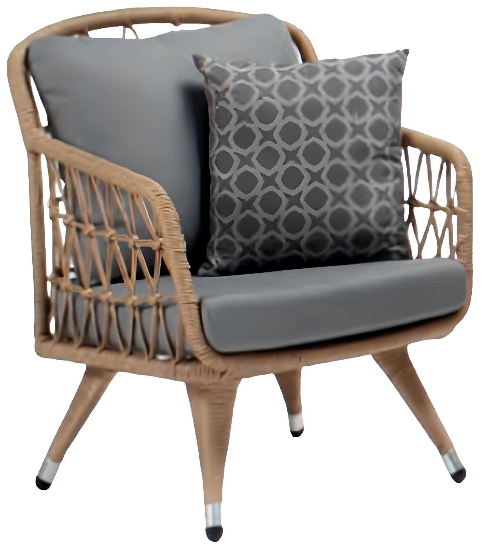Xlmoebel Gartensessel Grauer Rattan-Sessel mit bequemen Polstern für entspanntes Relaxen (Sessel), Hergestellt in Europa