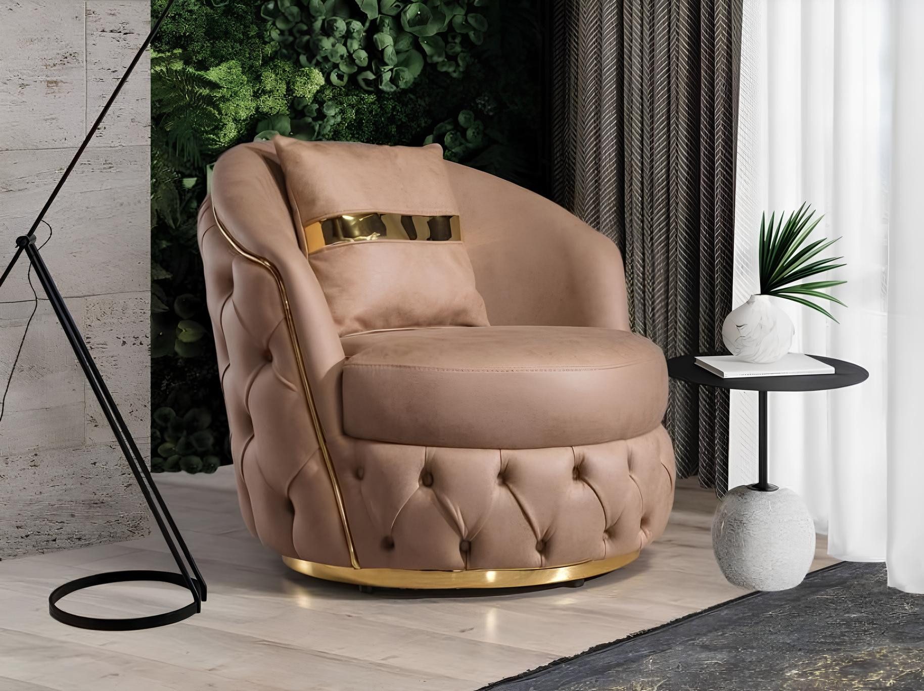 JVmoebel Chesterfield-Sessel Beiger Relax-Sessel aus Kunstleder mit Polyätherschaum-Polsterung (Packung, Relaxsessel), Made in Europa