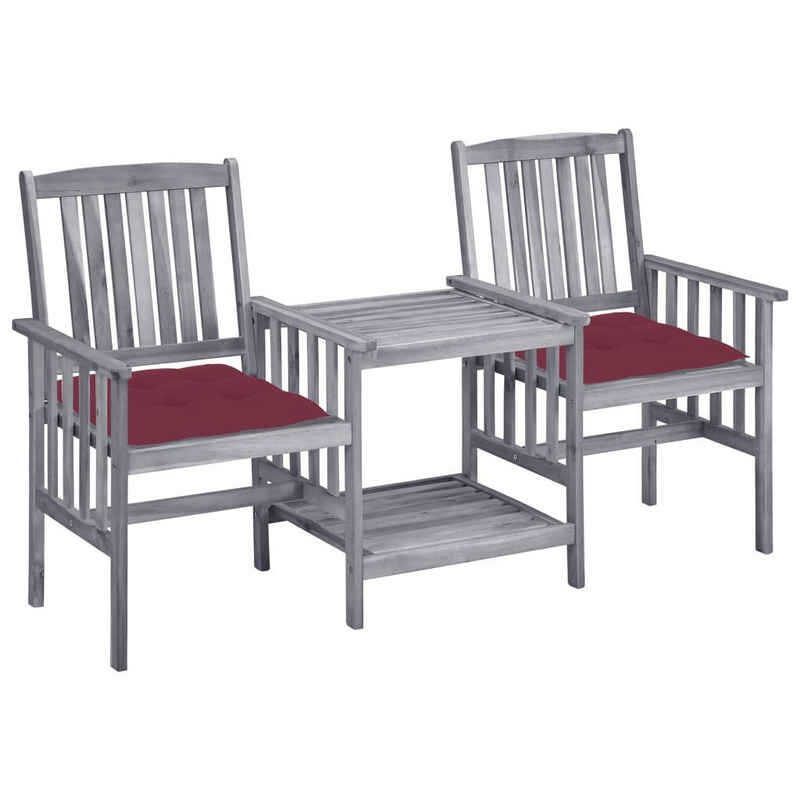vidaXL Gartenlounge-Set Gartenstühle mit Teetisch und Kissen Massivholz Akazie, (1-tlg)