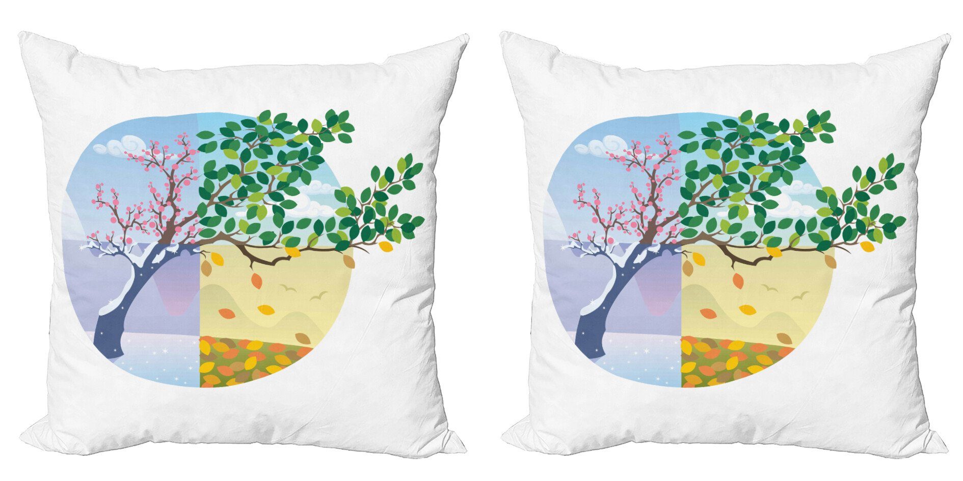 Digitaldruck, Cartoon Zyklus Stück), der Abakuhaus (2 Modern Accent Jahreszeiten Doppelseitiger Kissenbezüge Baum