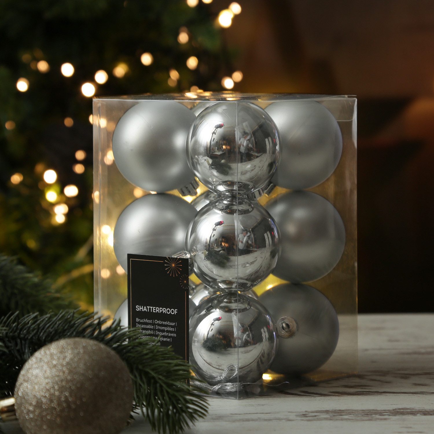 MARELIDA Weihnachtsbaumkugel Weihnachtskugeln bruchfest 6cm Christbaumkugeln silber 12 Stück (12 St)