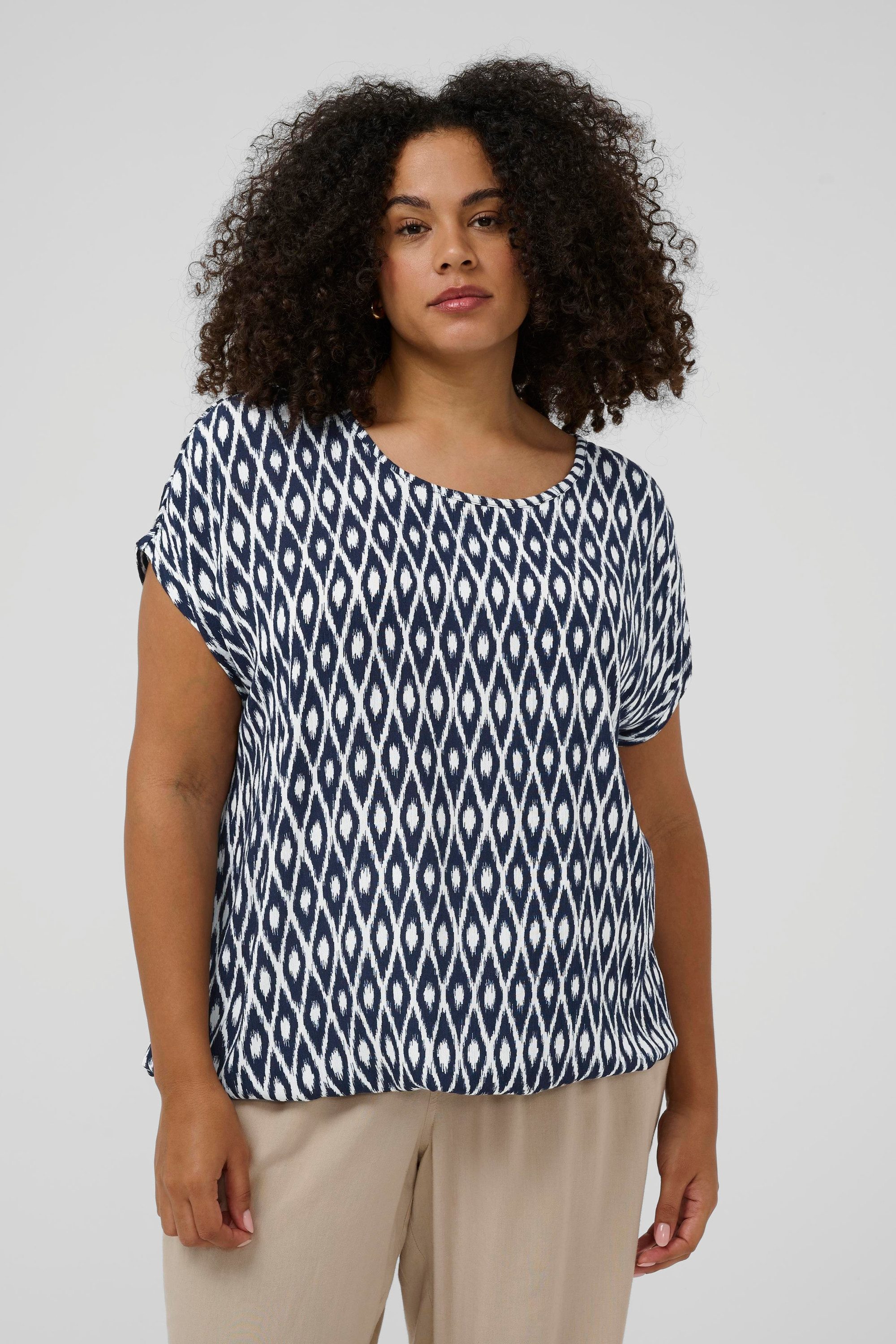 KAFFE Curve Kurzarmbluse Kurzarm-Bluse KCvilana Große Größen günstig online kaufen