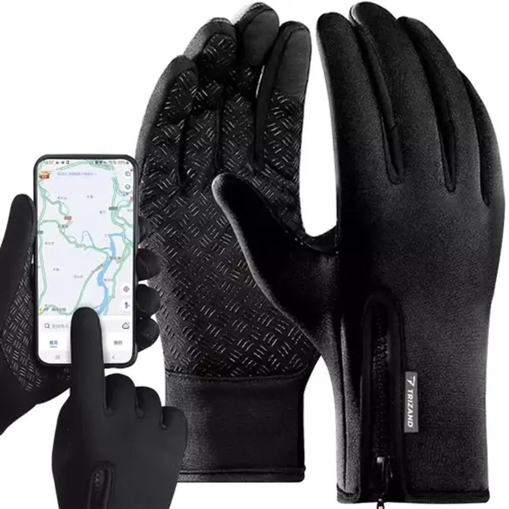 Trizand Fahrradhandschuhe Touch-Handschuhe Motorradhandschuhe (Spar-Set, 2-St., wasserdicht, winddicht) Spezielles System an Daumen, Zeige- und Mittelfinger