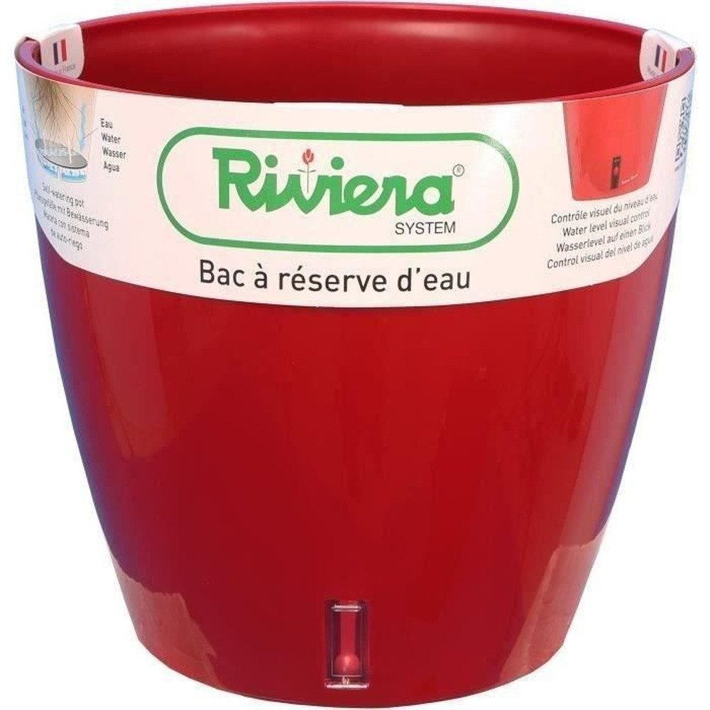 Riviera System Blumentopf RIVIERA Tank mit Wasserreservoir – Rund – Ø 36 x H 33 cm – Rot