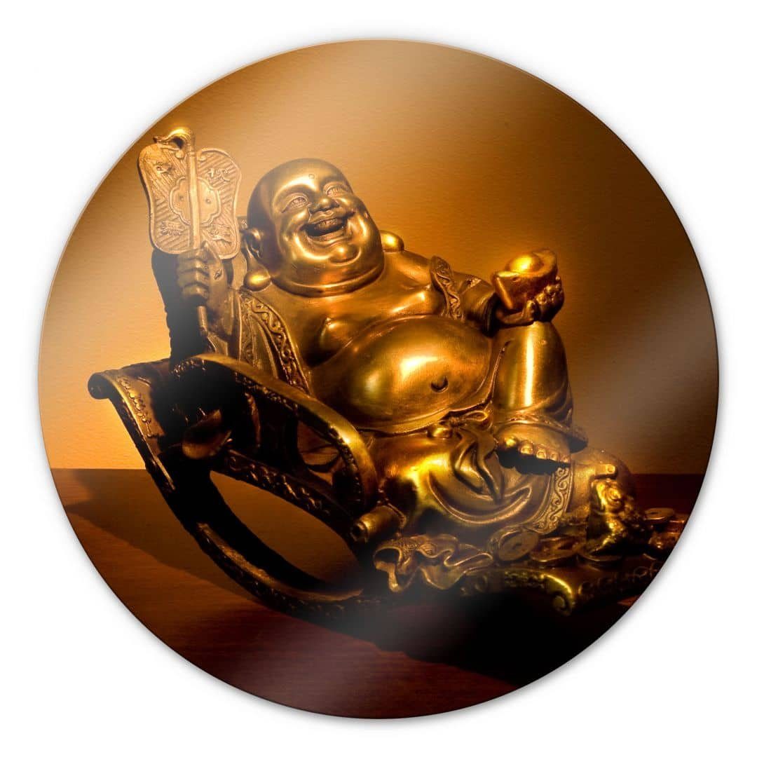 Bilder Buddha Rund Deko Shui, Happy Glas Glasbild Gemälde bedruckt Wall Figur Art Wandschutz Feng Wandbild K&L