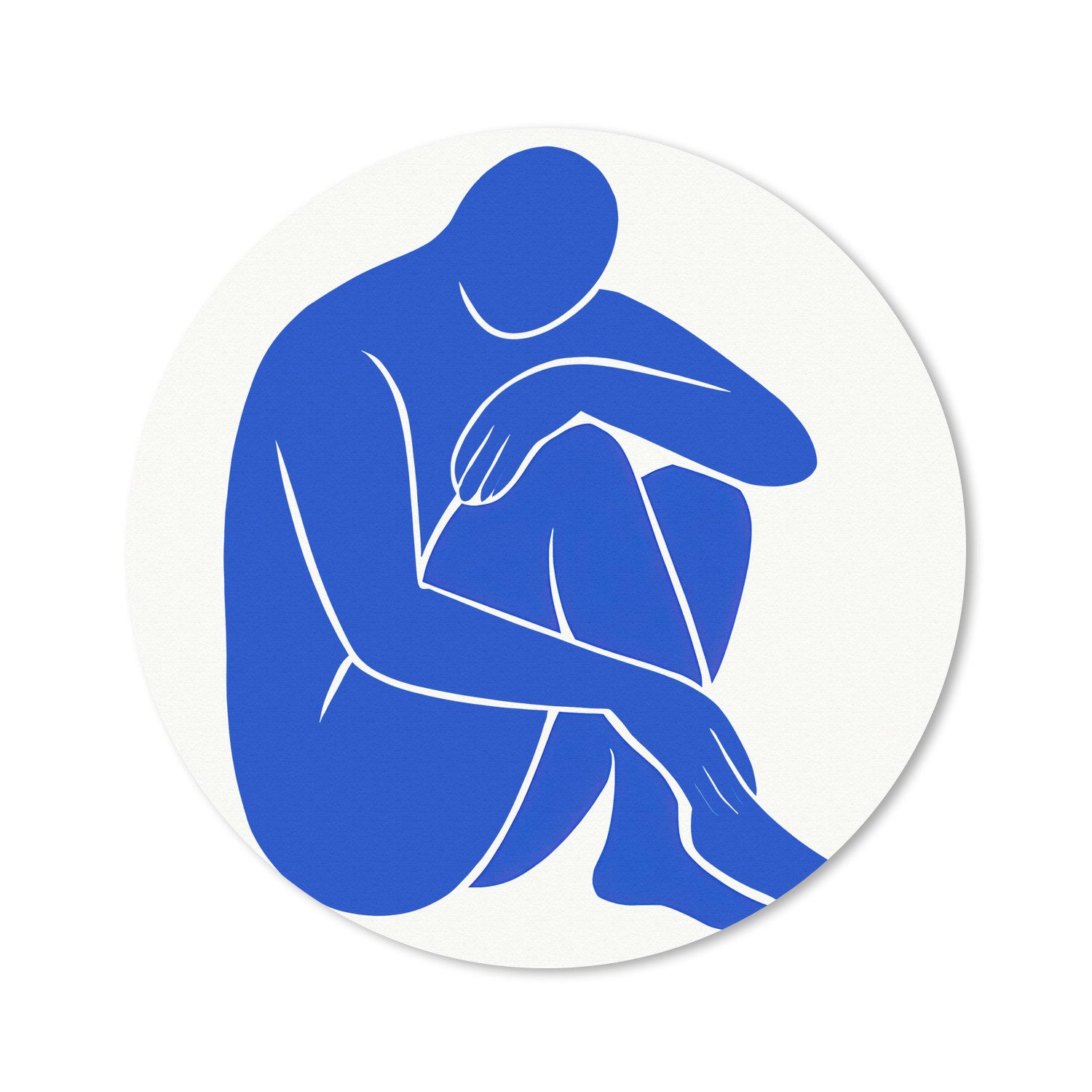 MuchoWow Mauspad Körper - Abstrakt - Blau (1-St), Gaming, Rutschfester Unterseite, Mausunterlage, Rund 50x50 cm