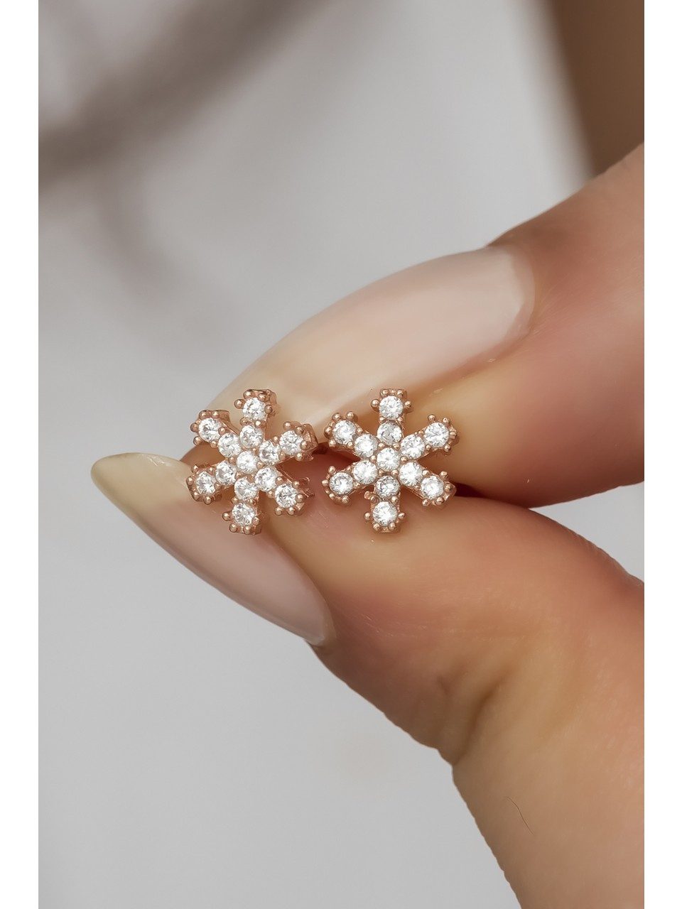 Nisan Ohrring-Set, Ohrstecker, 925er Silber, Roségold, Zirkonia, Schneefloc günstig online kaufen