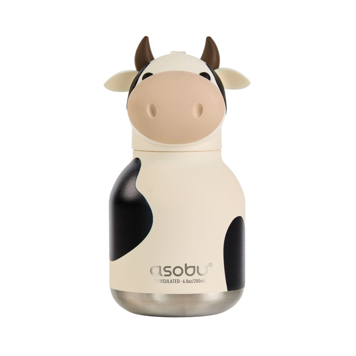 ASOBU Trinkflasche Isolierte Trinkflasche Mini Bestie 200 ml Strohhalm Schlüsselring