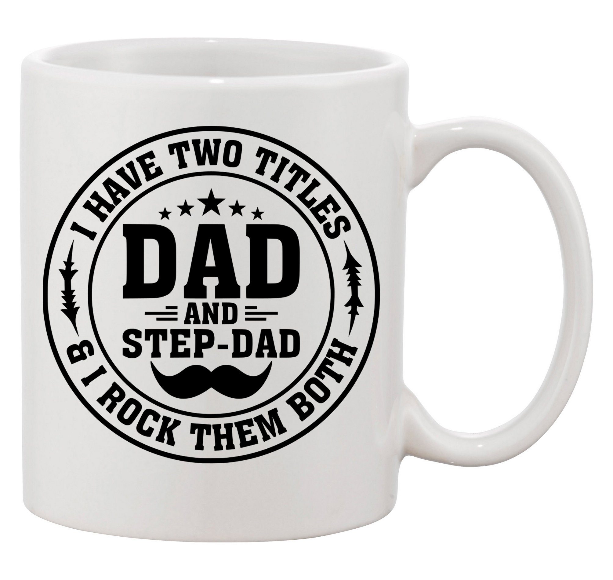Blondie & Brownie Tasse Stapdad Dad Logo Print Stiefvater Vater Papa Tag in Schwarz und Weiß, Keramik, Spühlmaschinenfest