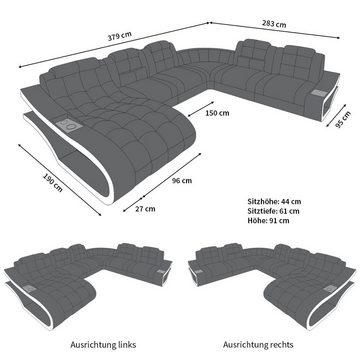 Sofa Dreams Wohnlandschaft Sofa Elegante M XXL Form Stoffsofa Polster Stoff Couch, wahlweise mit Bettfunktion