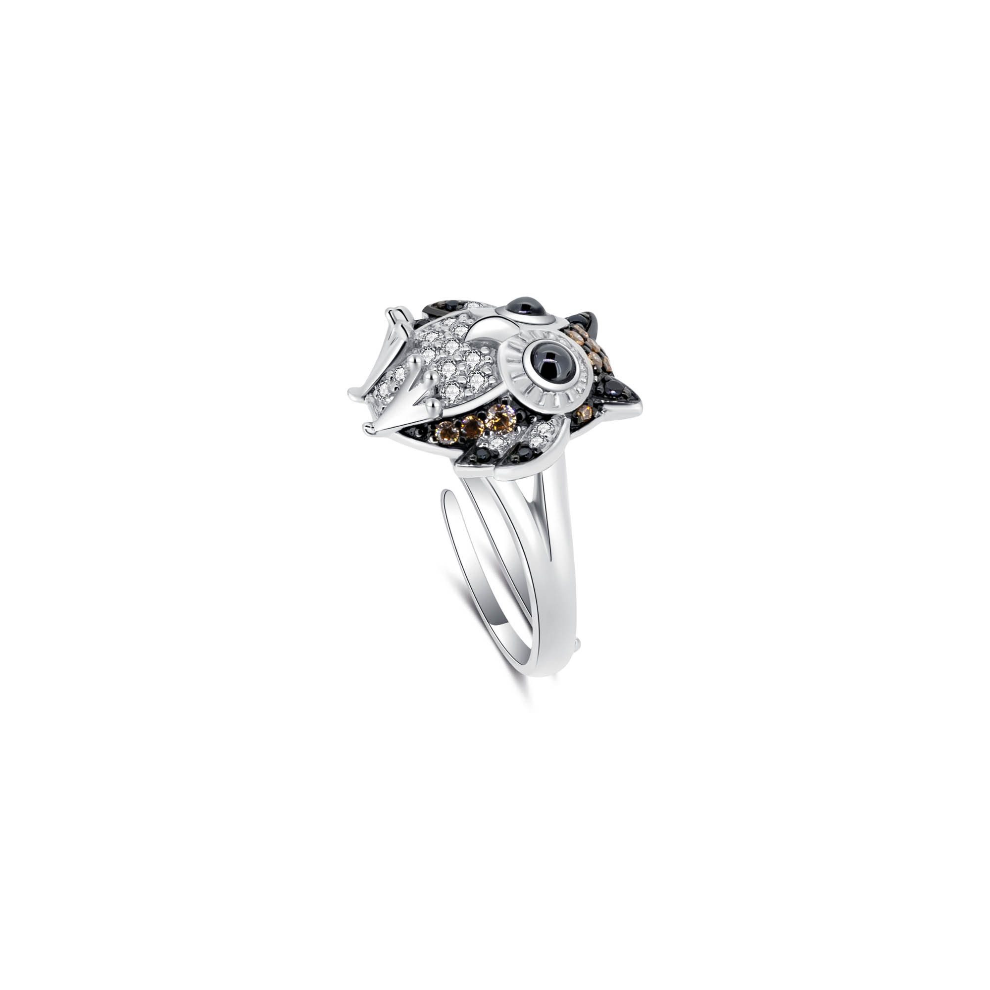 Seinerzeit FLORA & FAUNA Silberring Finn Eulen Ring (1-tlg), Material: 925 Sterling Silber, rhodiniert, geschwärzt