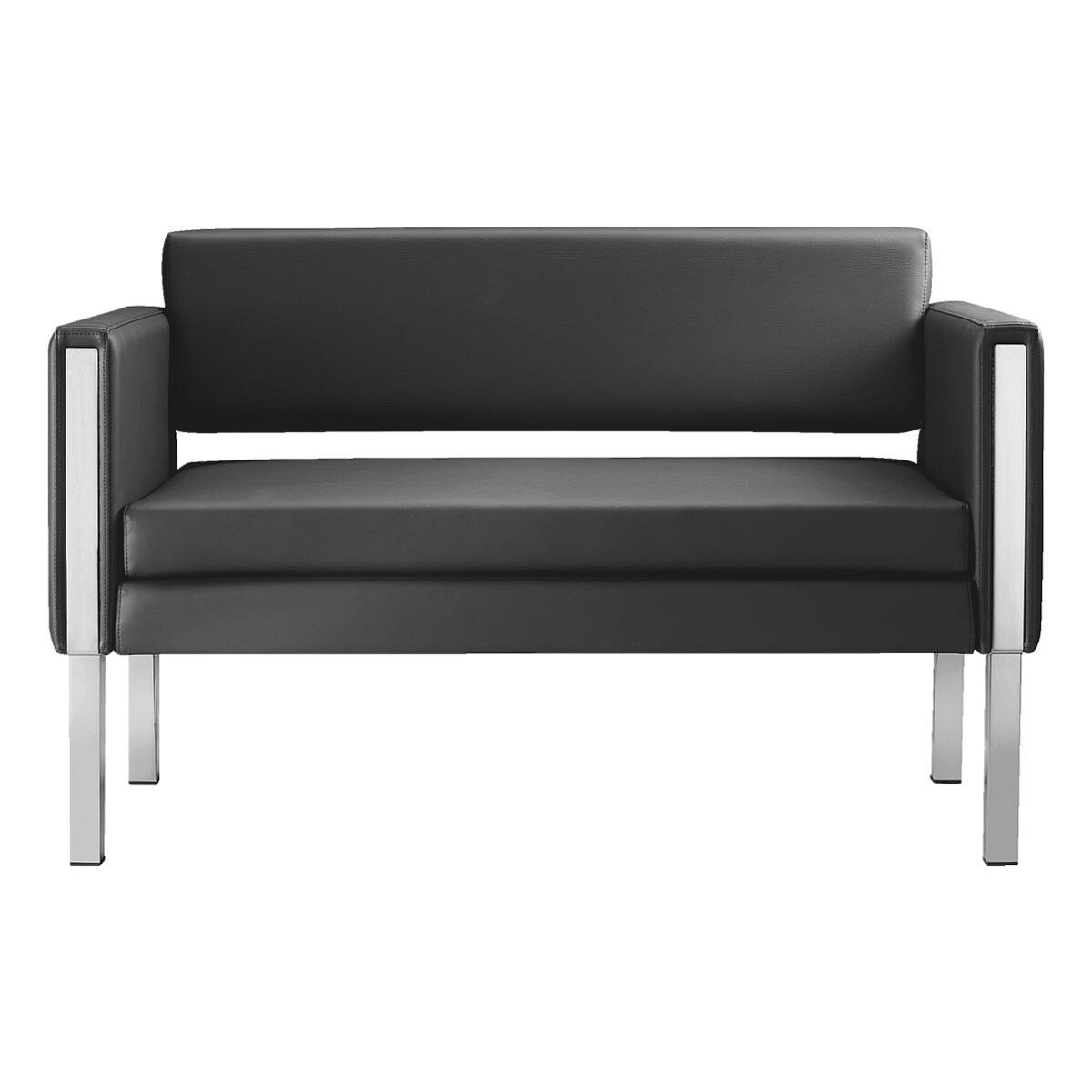 Bisley Sessel Only, 2-Sitzer, gepolstert, Kunstleder, Metallfüße, Sitzhöhe 45 cm