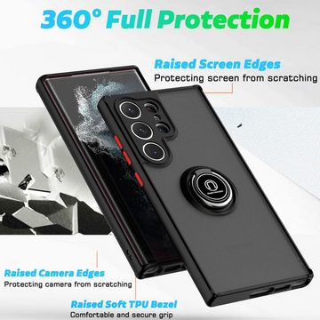 SmartUP Smartphone-Hülle Hülle für Samsung Galaxy S24 Ultra Schutzhülle Handyhülle Slim Case, Ringhalter, Standfunktion