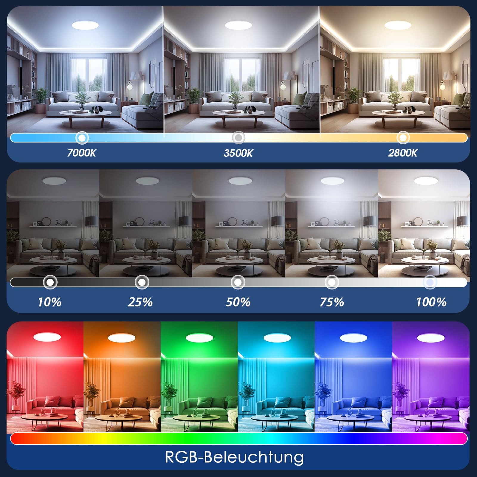 BlingBin Deckenleuchte LED Deckenlampe Wohnzimmerlampe, Ø30 günstig online kaufen