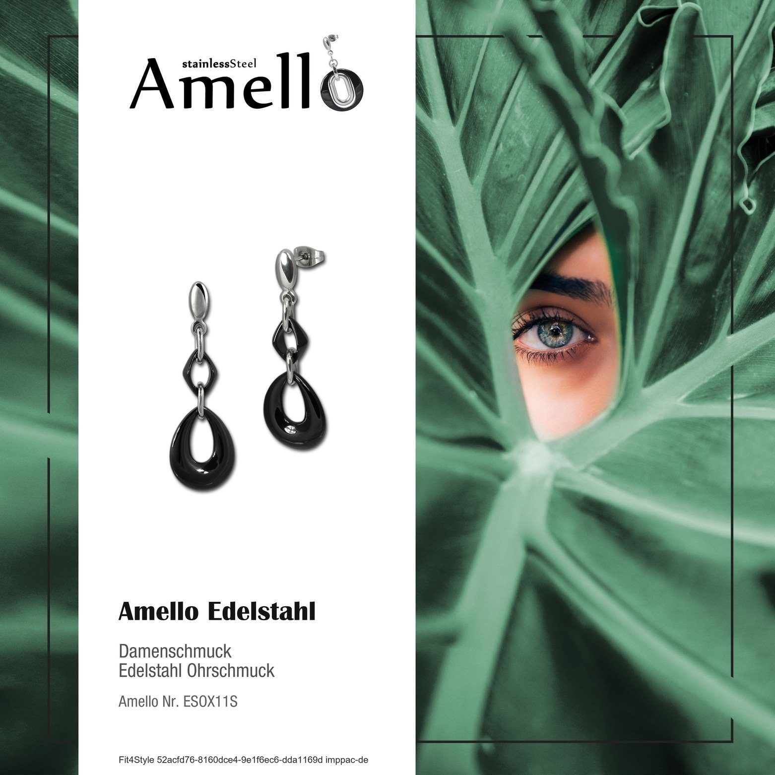 Damen Edelstahl Ohrhänger Amello (Ohrhänger), Ohrringe Amello Edelstahl Keramik in (Stainless Steel), Ohrhänger silberfarben Paar Tropfen