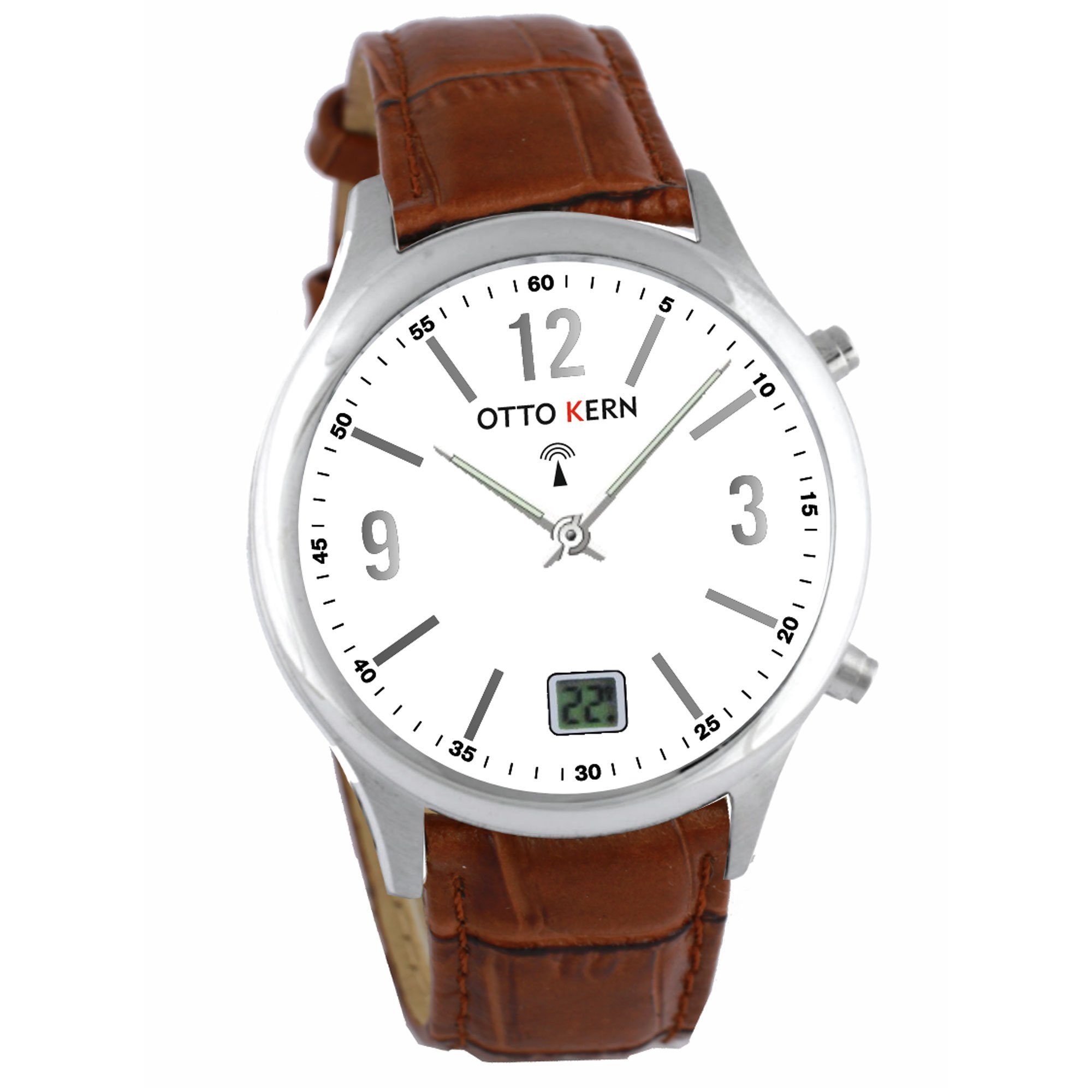 Otto Kern Funkuhr Design Funkarmbanduhr, Lederarmband Datum günstig online kaufen