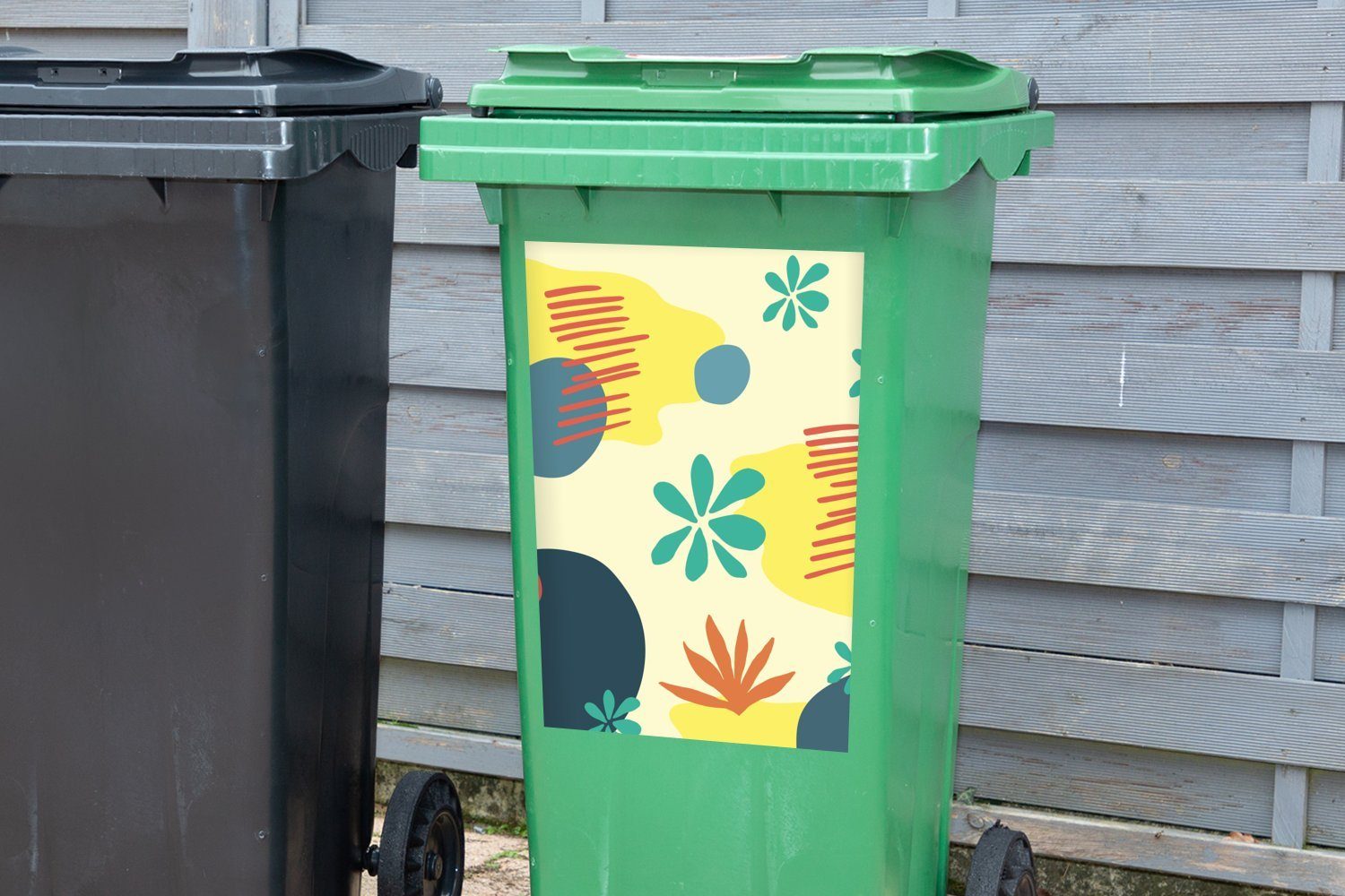 Wandsticker Container, - St), Abfalbehälter (1 Flecken Sommer MuchoWow Mülleimer-aufkleber, Sticker, Pastell Mülltonne, -