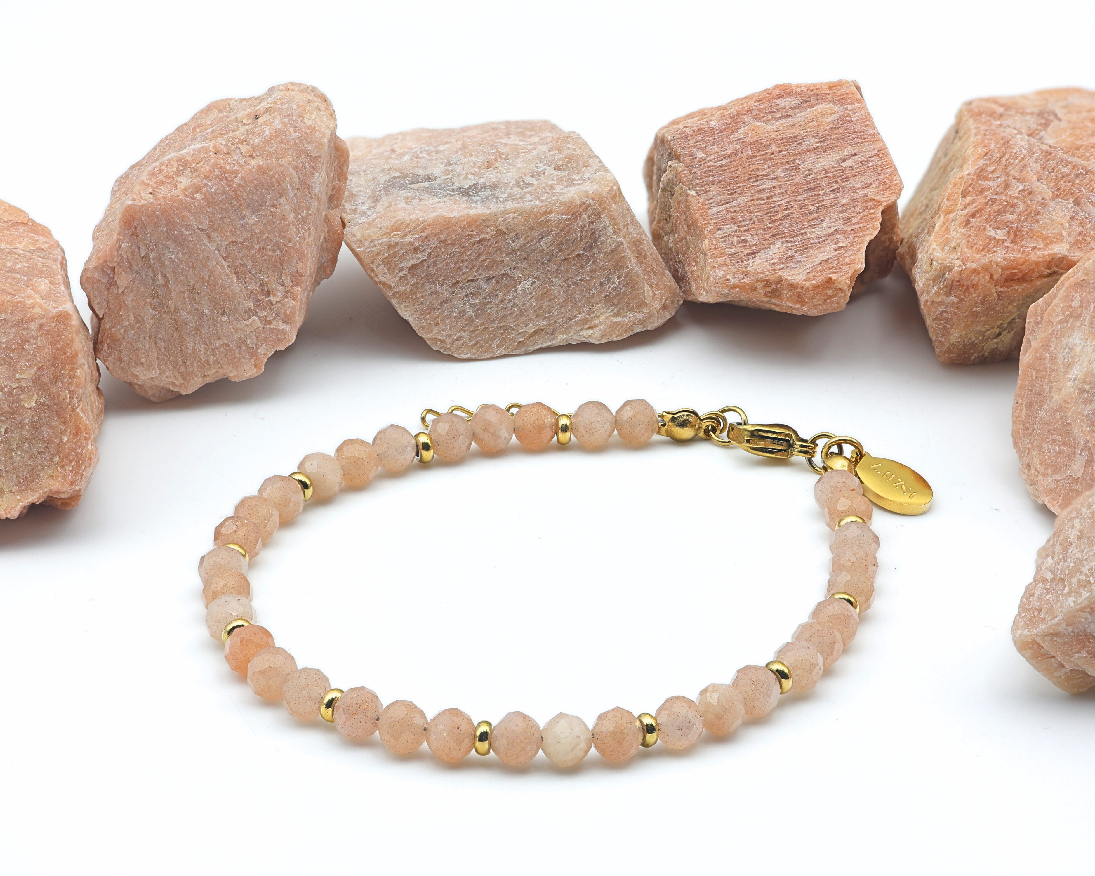 LAVISA Armband Edelstein Armband - 4mm Naturstein Perlen Granat