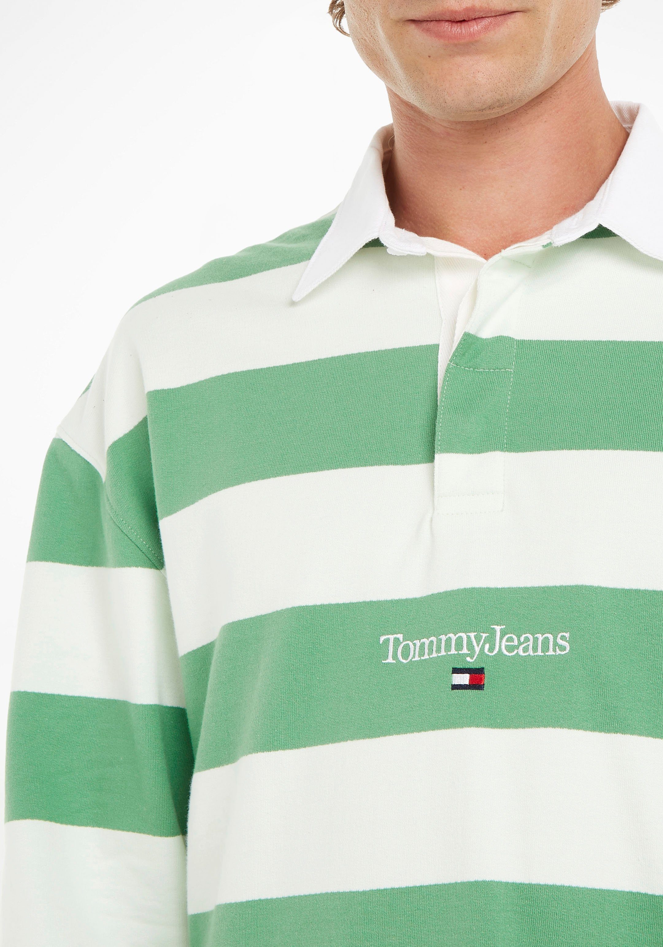 Sweatshirt Tommy RUGBY mit TJM SERIF Jeans LINEAR Polokragen STRIPE
