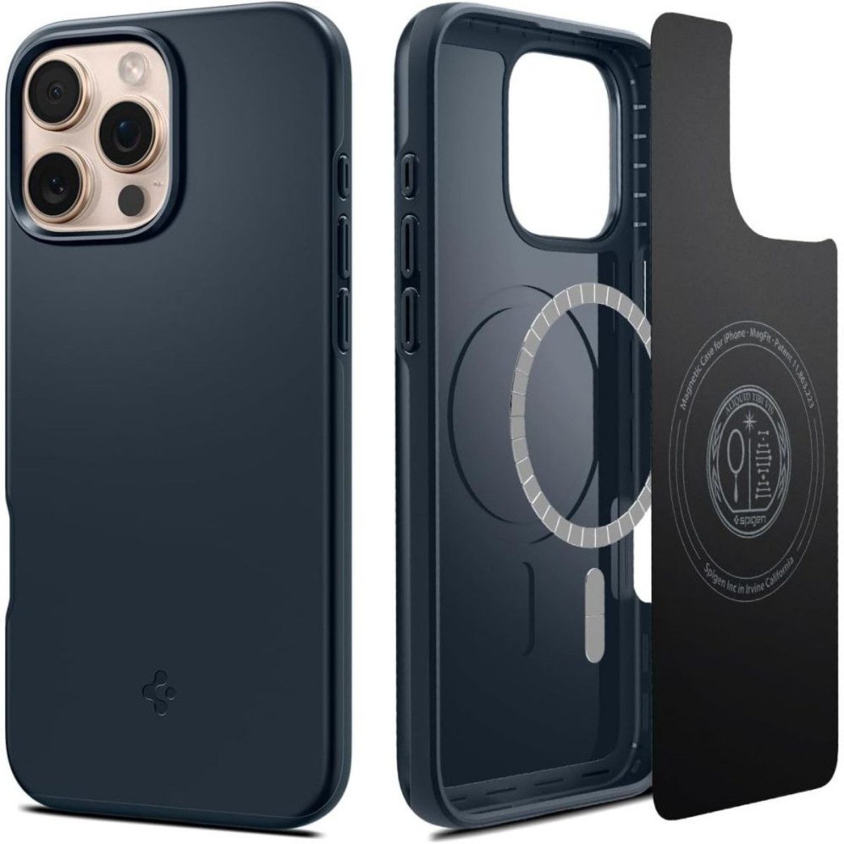 Spigen Handyhülle Thin Fit Dunkelgrau mit Magnetfunktion Kompatibel mit iPhone 16 Pro 6,3, Ultradünnes Design mit integrierter Magnetfunktion