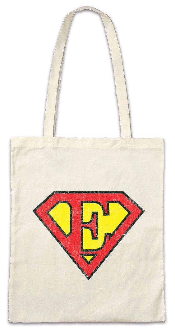 Beuteltasche Super E Stofftasche Buchstabe Initialen Vorname Nachname Man Fasching