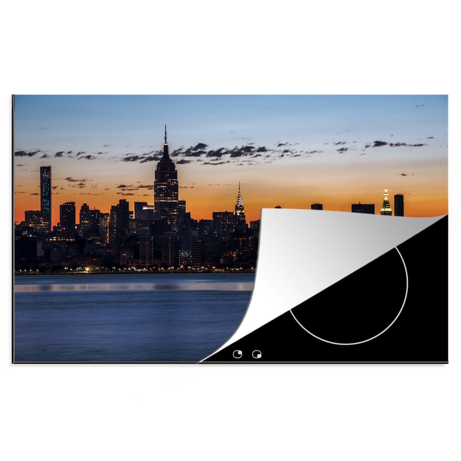 MuchoWow Herdblende-/Abdeckplatte New York - Skyline - Amerika, Vinyl, (1 tlg), 81x52 cm, Induktionskochfeld Schutz für die küche, Ceranfeldabdeckung